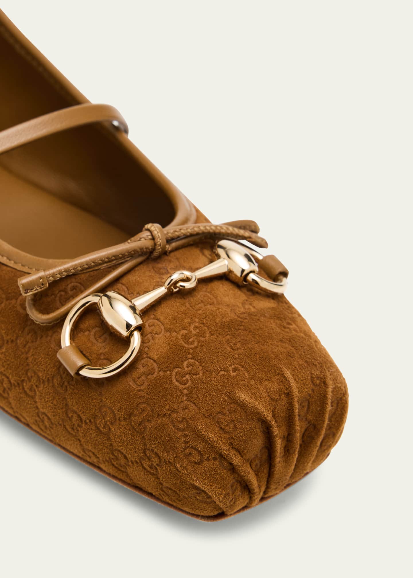Gucci GG Suede Horsebit Mary Jane Ballerina Flats Image 4 of 5