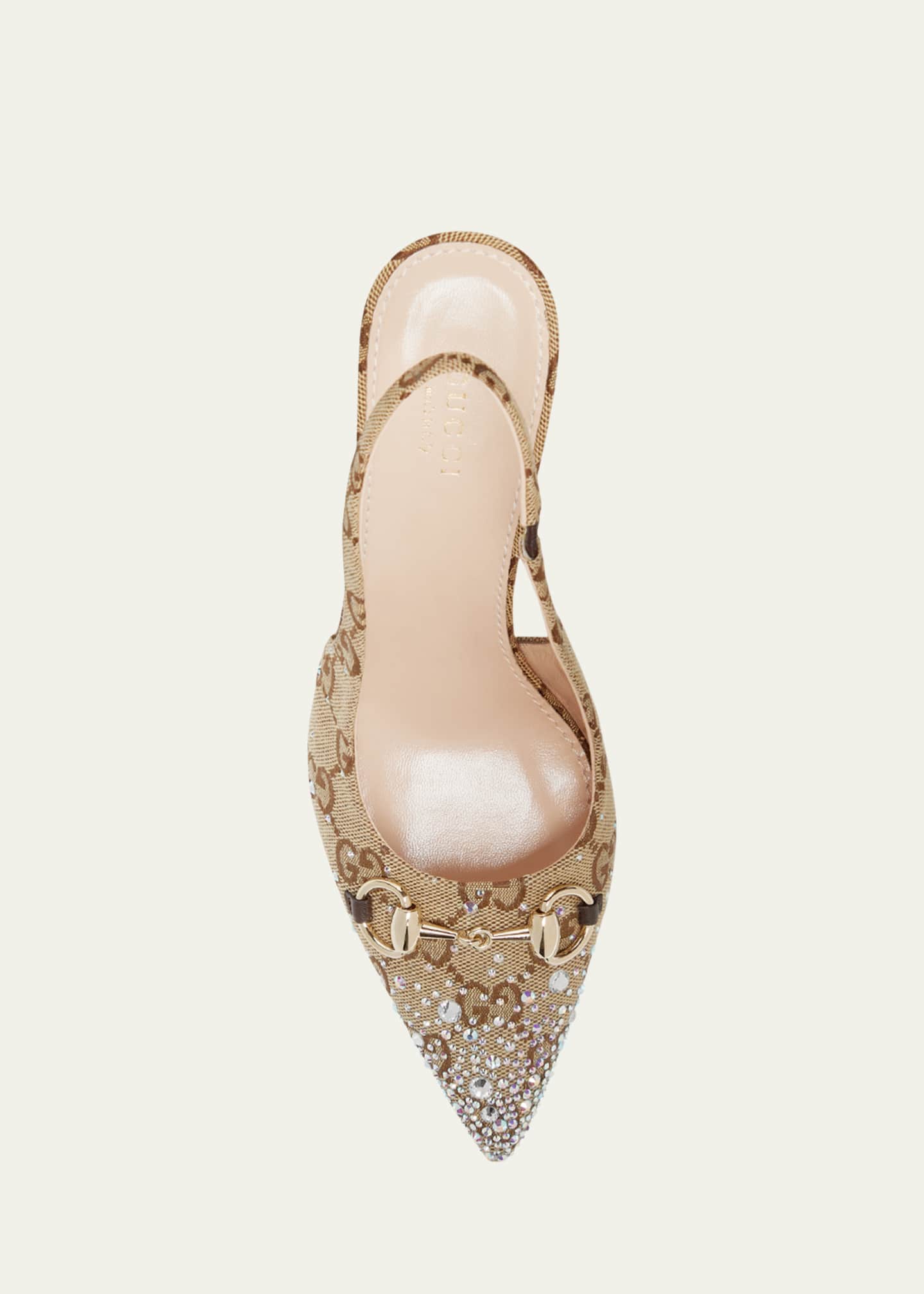 24AW new/GUCCI エリンGGキャンバスクリスタルパンプス Pumps Gucci Erin GG Crystal Canvas Slingback Pumps - Bergdorf Goodman