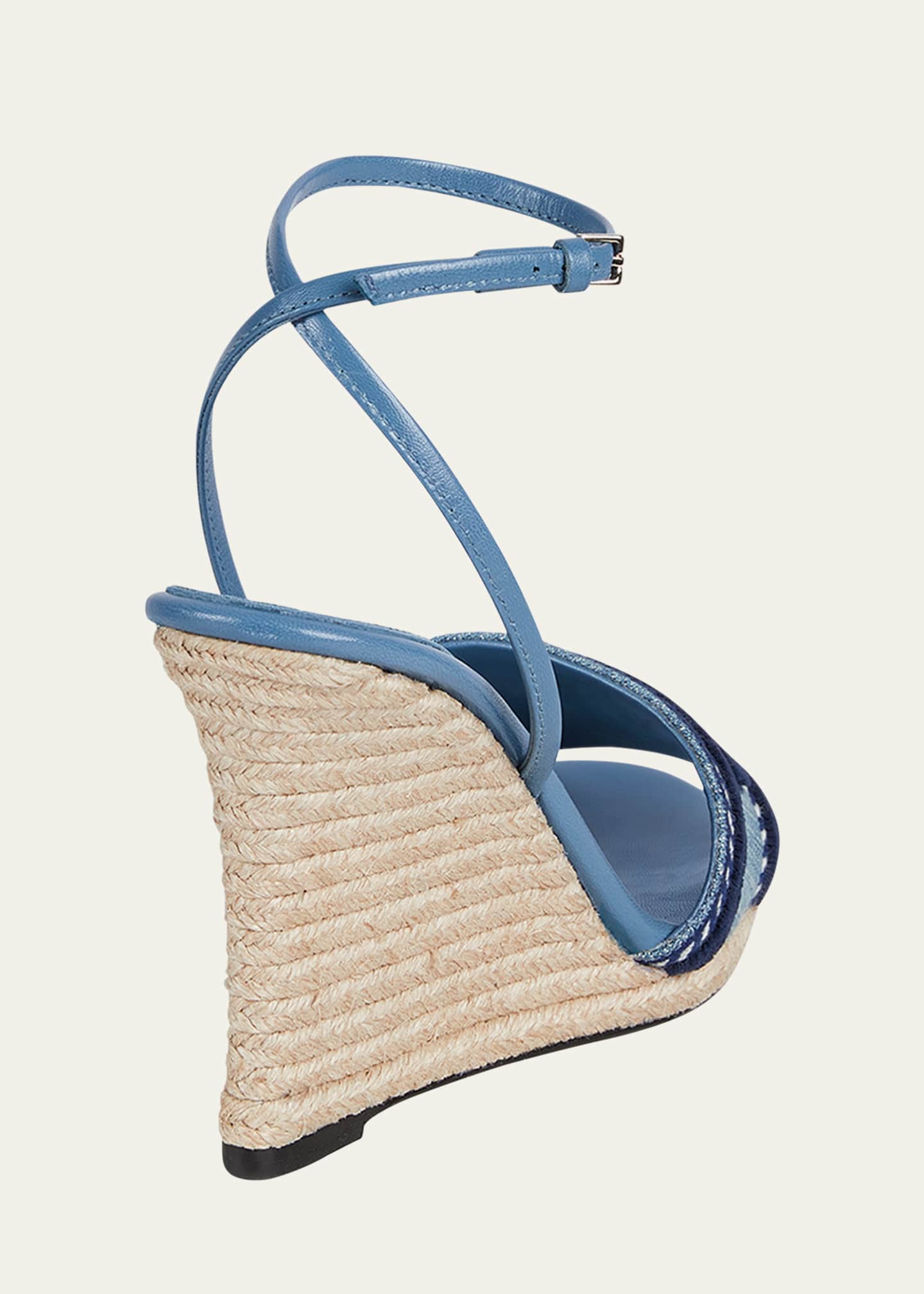 Gucci Ines Logo Denim Wedge Espadrilles Image 3 of 5