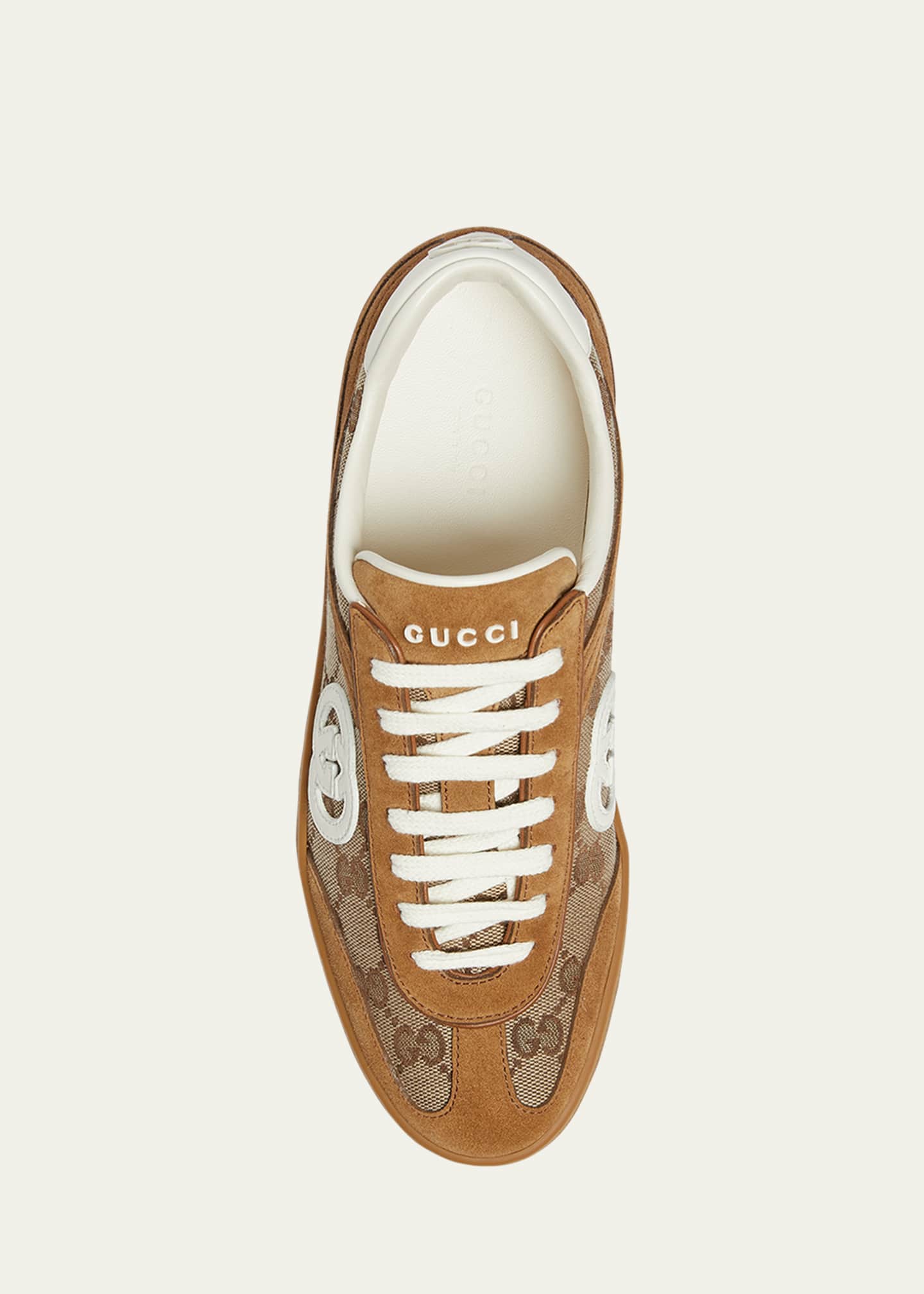 Gucci G75 Suede and Leather GG Sneakers - Bergdorf Goodman