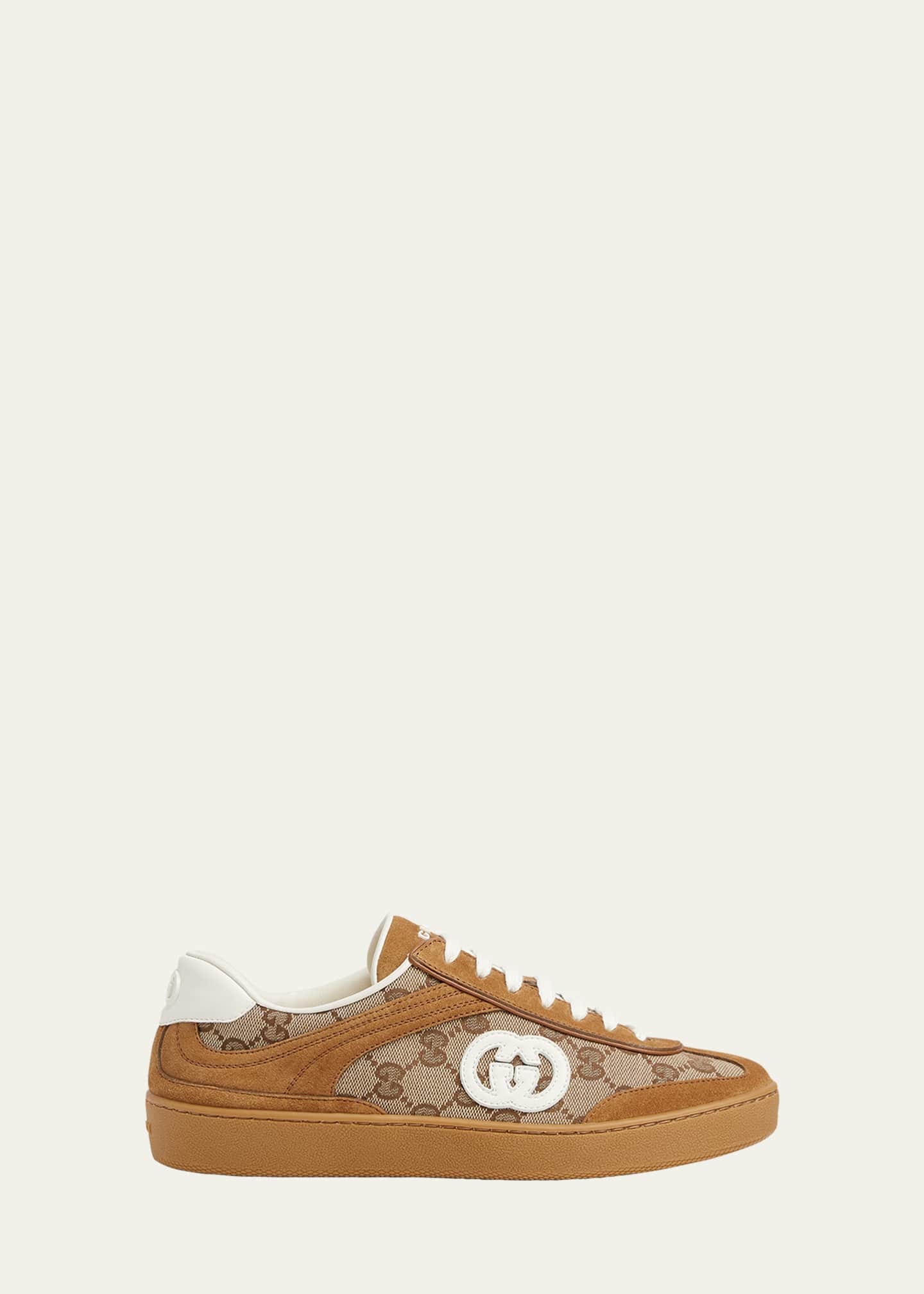 Gucci G75 Suede and Leather GG Sneakers - Bergdorf Goodman