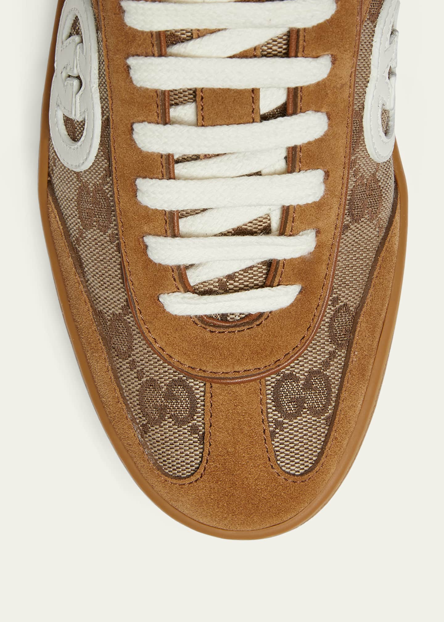 Gucci G75 Suede and Leather GG Sneakers - Bergdorf Goodman
