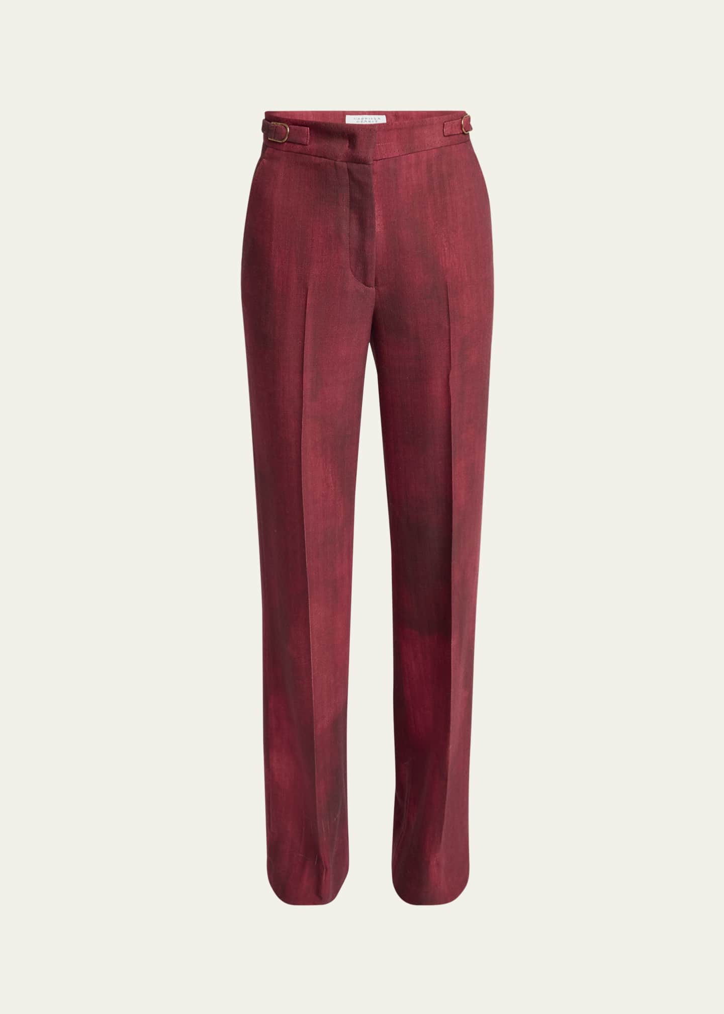 Gabriela Hearst Vesta Wide-Leg Wool Pants with Belted Detail Image 1 of 5