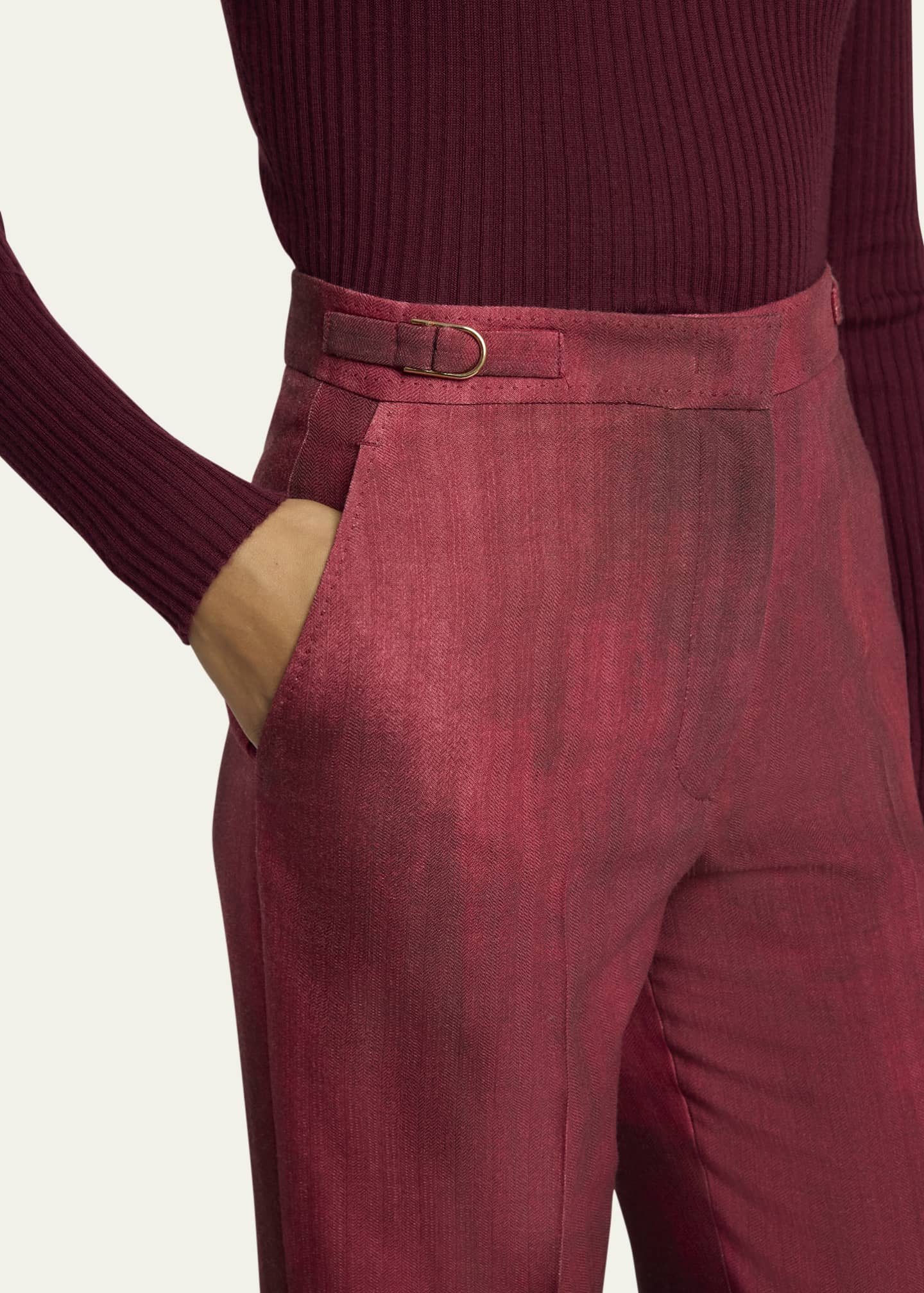 Gabriela Hearst Vesta Wide-Leg Wool Pants with Belted Detail Image 5 of 5