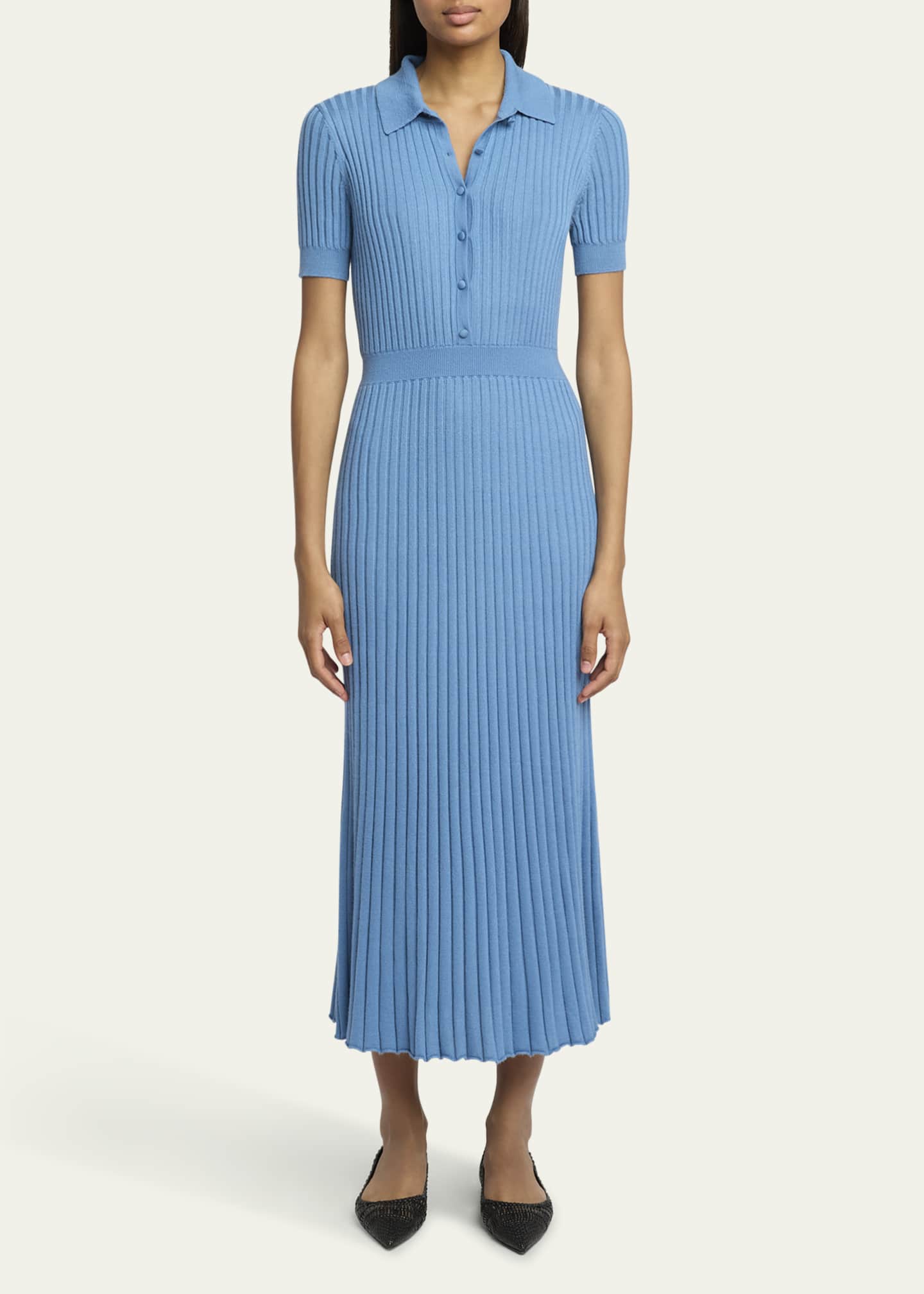 Gabriela Hearst Amor Ribbed Cashmere Maxi Shirtdress Image 2 of 5
