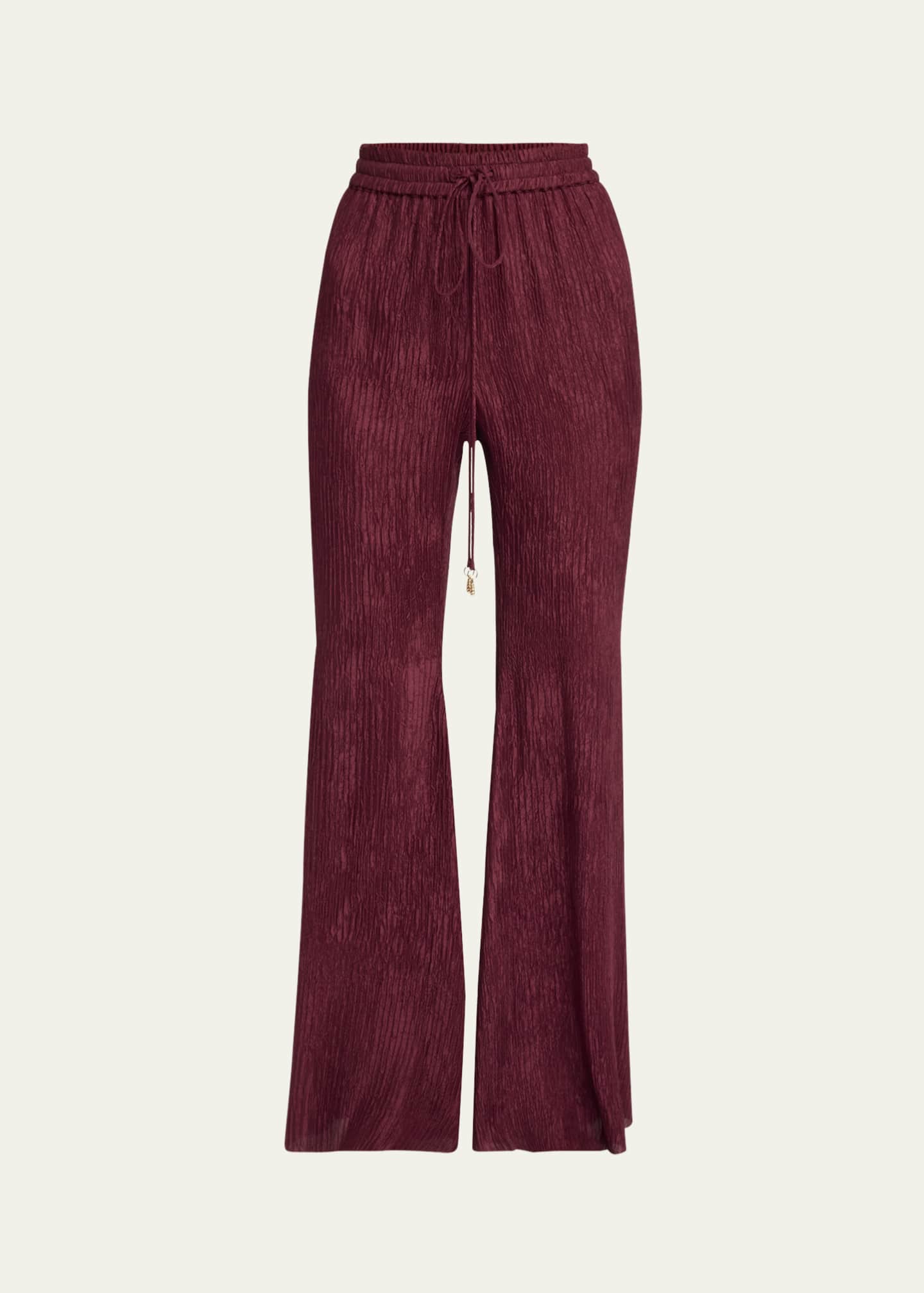 Gabriela Hearst Claude Crinkle Drawstring Flared Pants Image 1 of 5