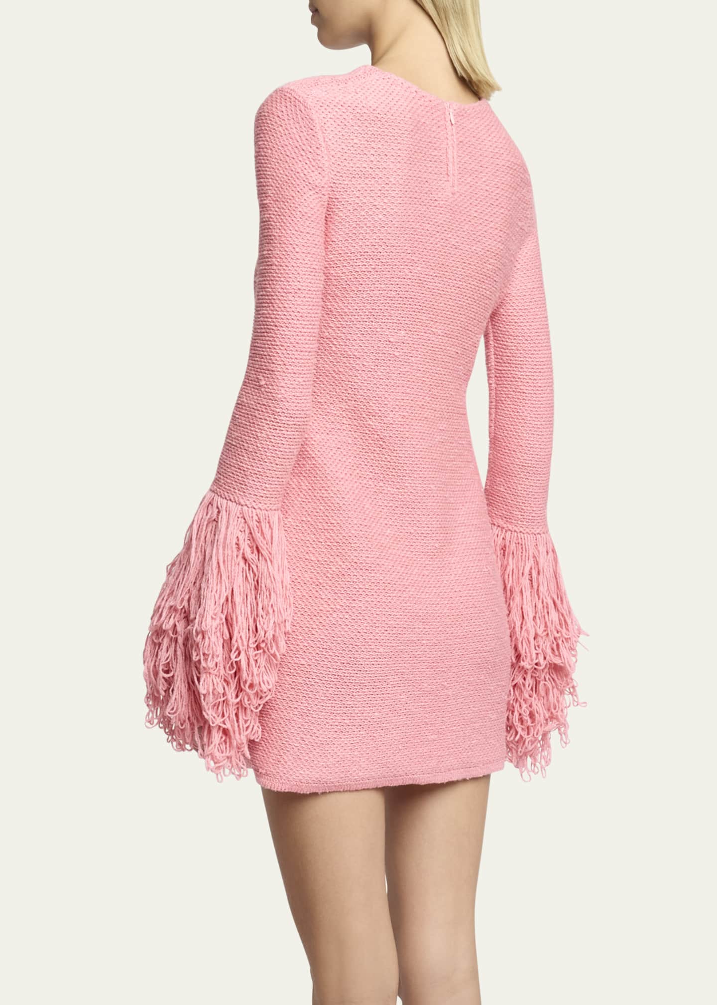 Gabriela Hearst Liam Fringe-Cuff Mini Cashmere Dress Image 3 of 5