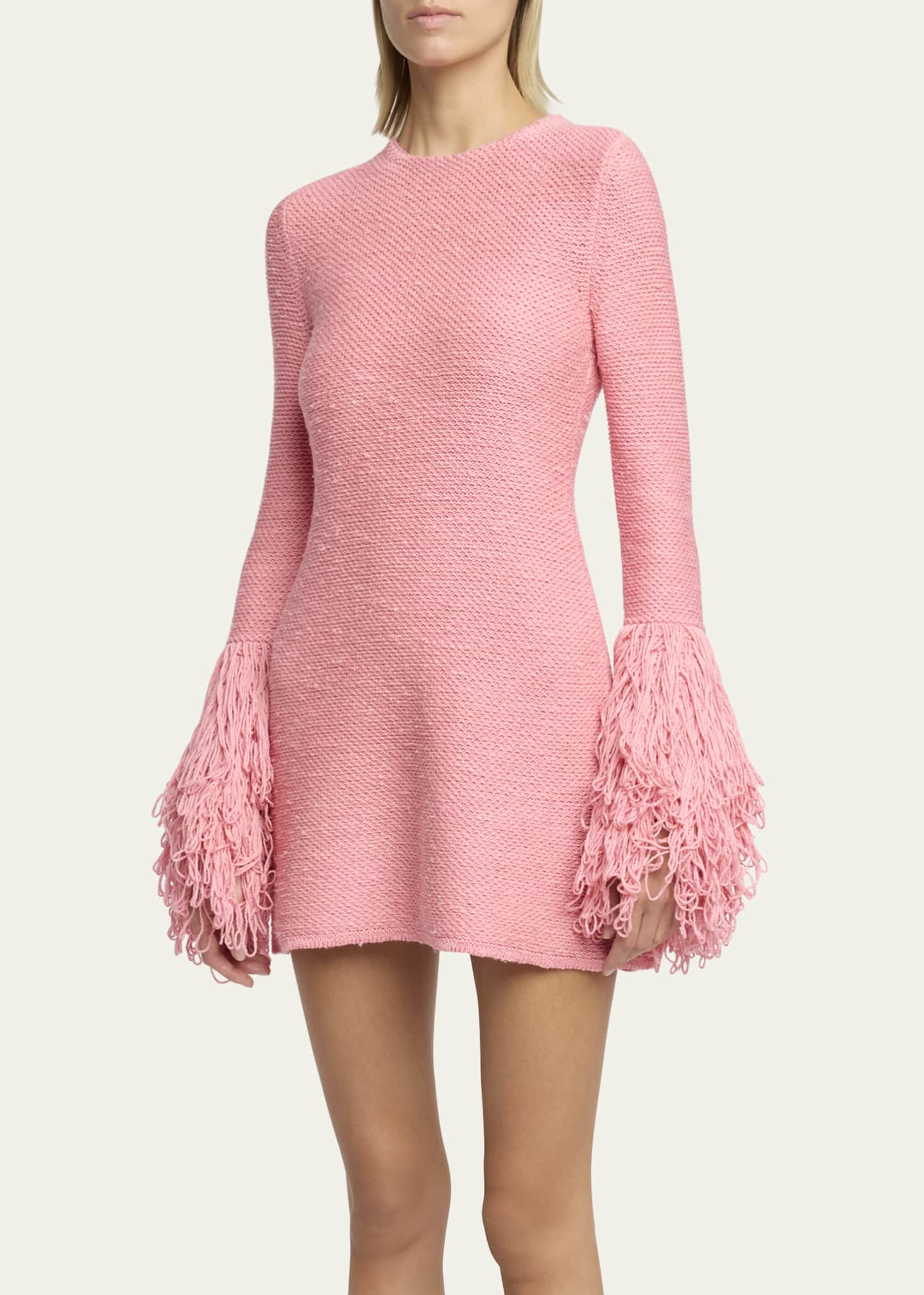 Gabriela Hearst Liam Fringe-Cuff Mini Cashmere Dress Image 4 of 5