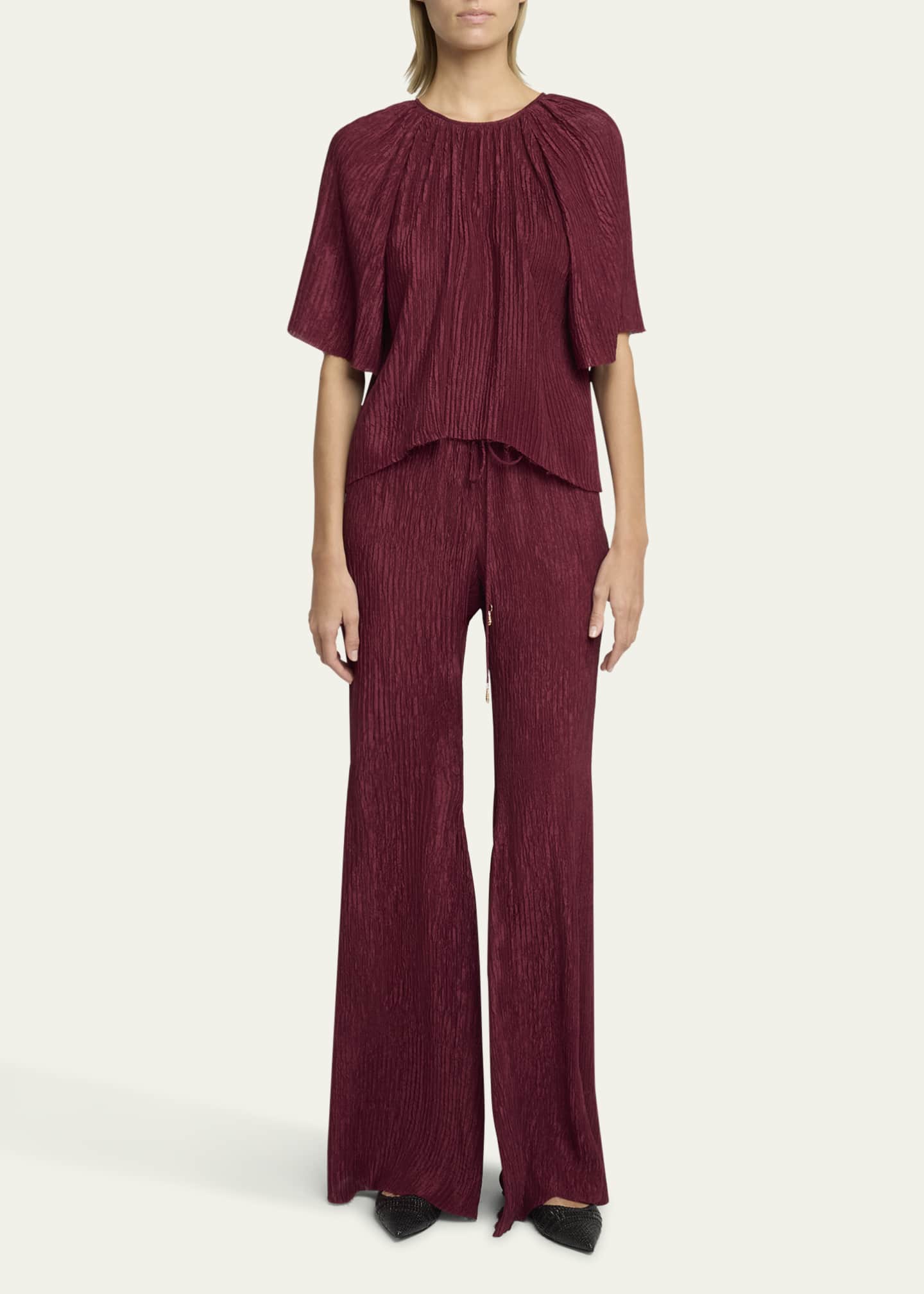 Gabriela Hearst Nula Plisse Silk Top Image 2 of 5