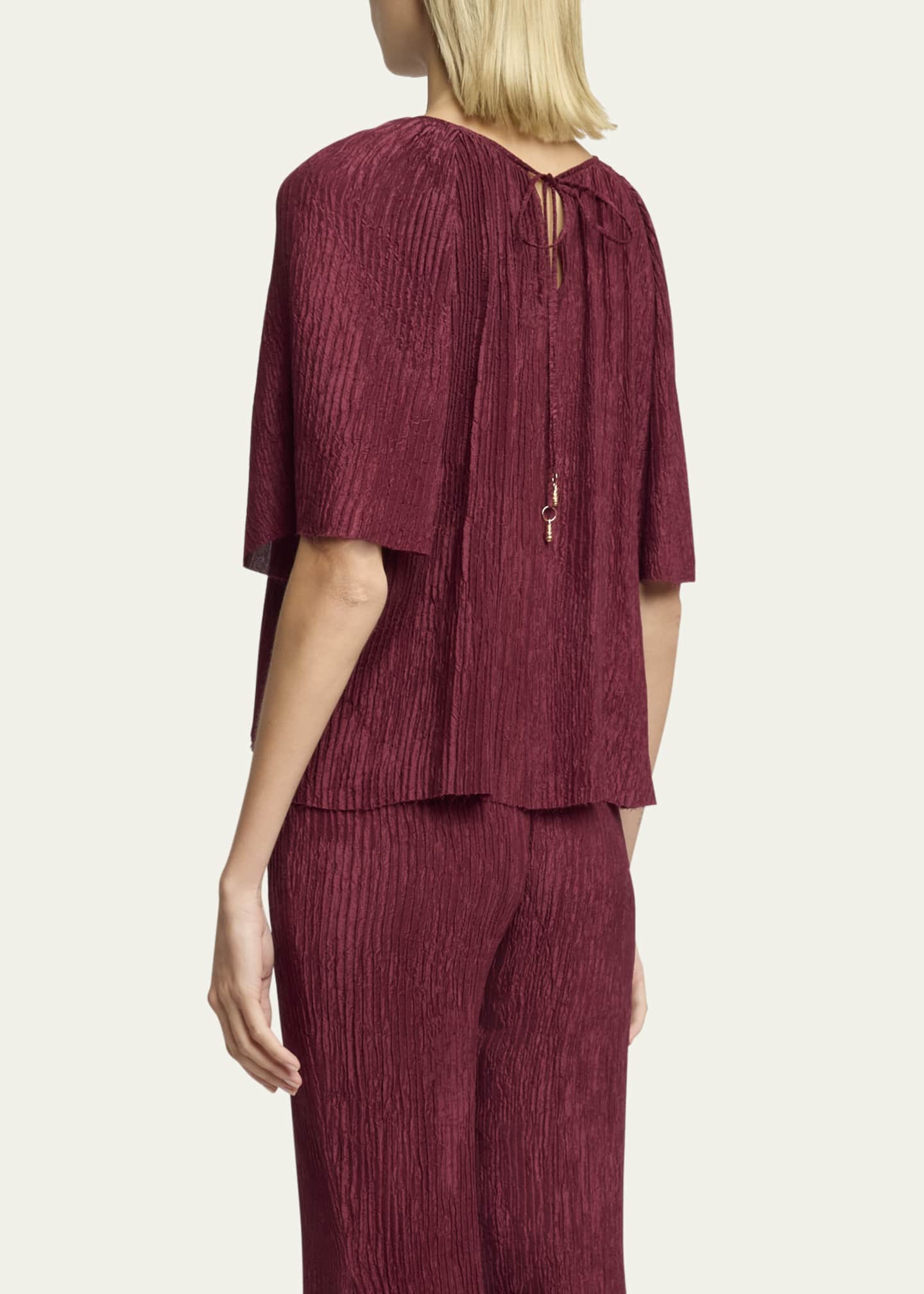 Gabriela Hearst Nula Plisse Silk Top Image 3 of 5