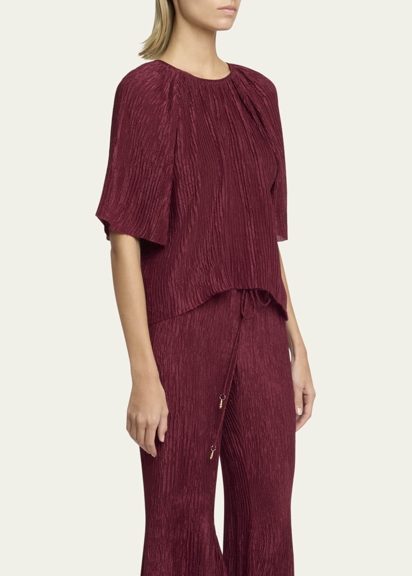 Gabriela Hearst Nula Plisse Silk Top Image 4 of 5