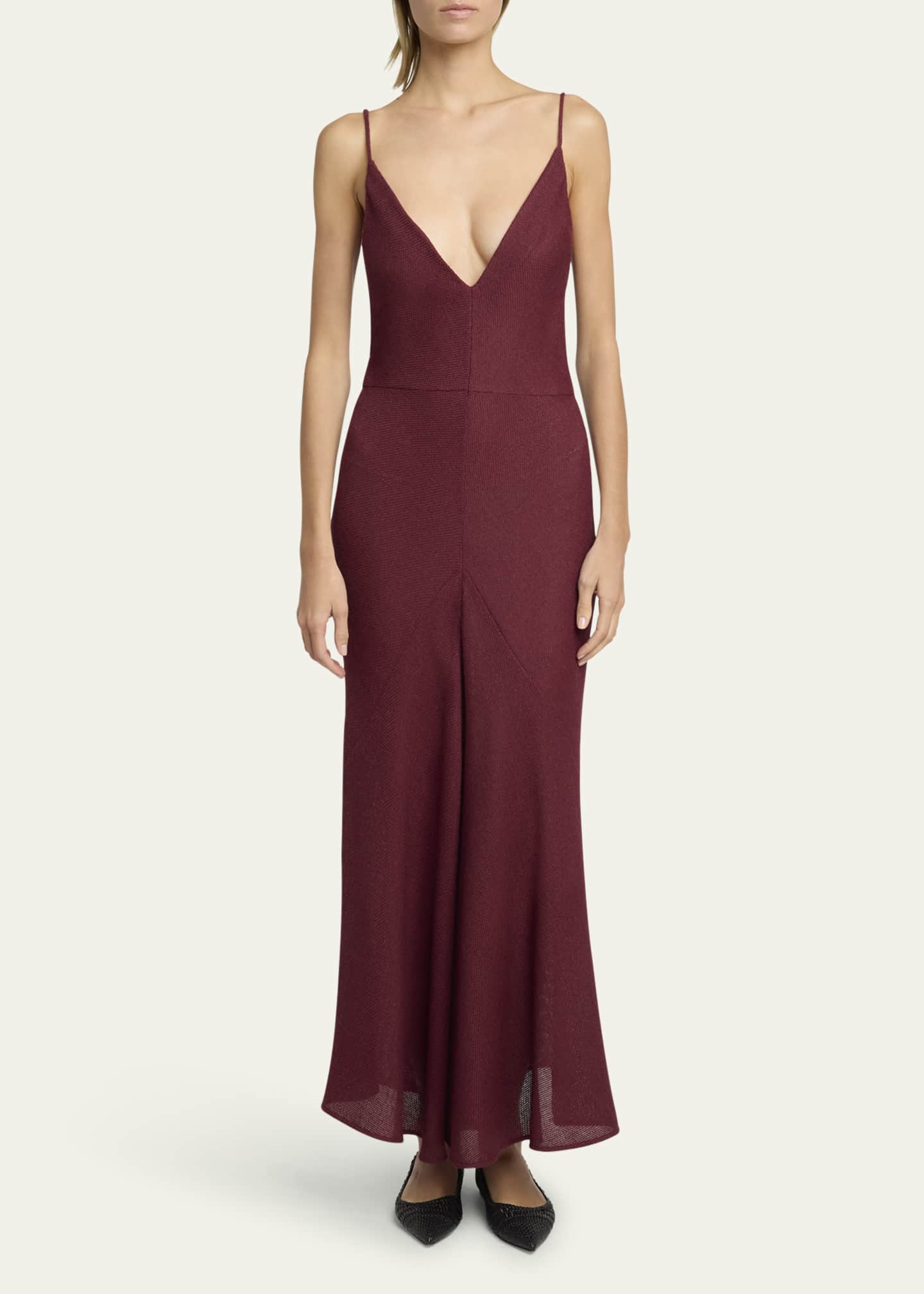 Gabriela Hearst Brigita Backless Fluted Alpaca Slip Dress Image 2 of 5