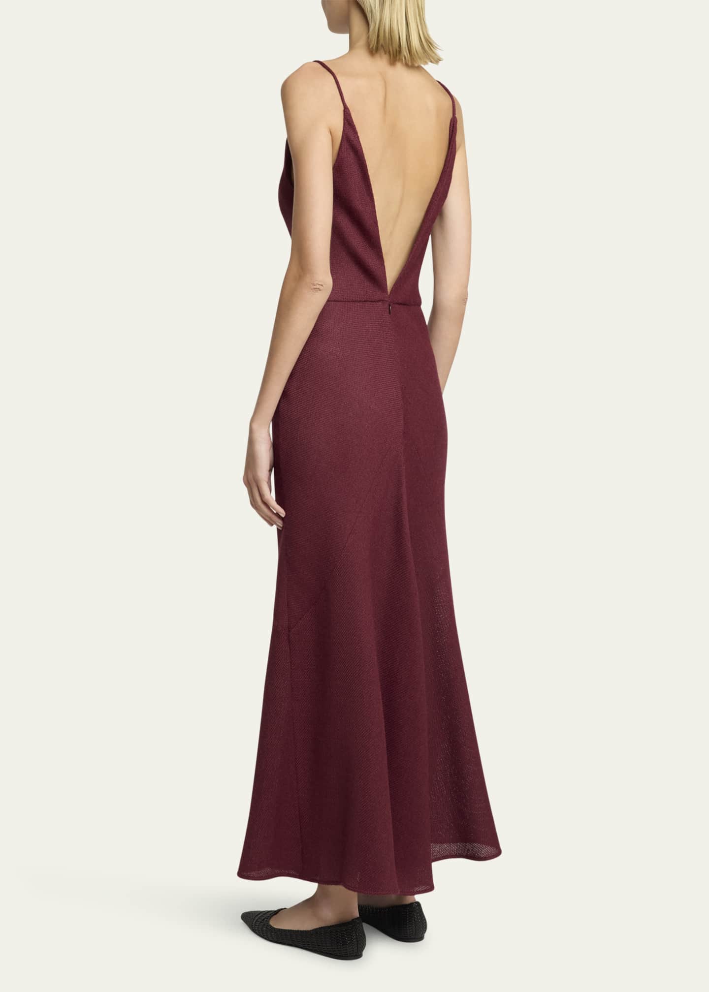 Gabriela Hearst Brigita Backless Fluted Alpaca Slip Dress Image 3 of 5