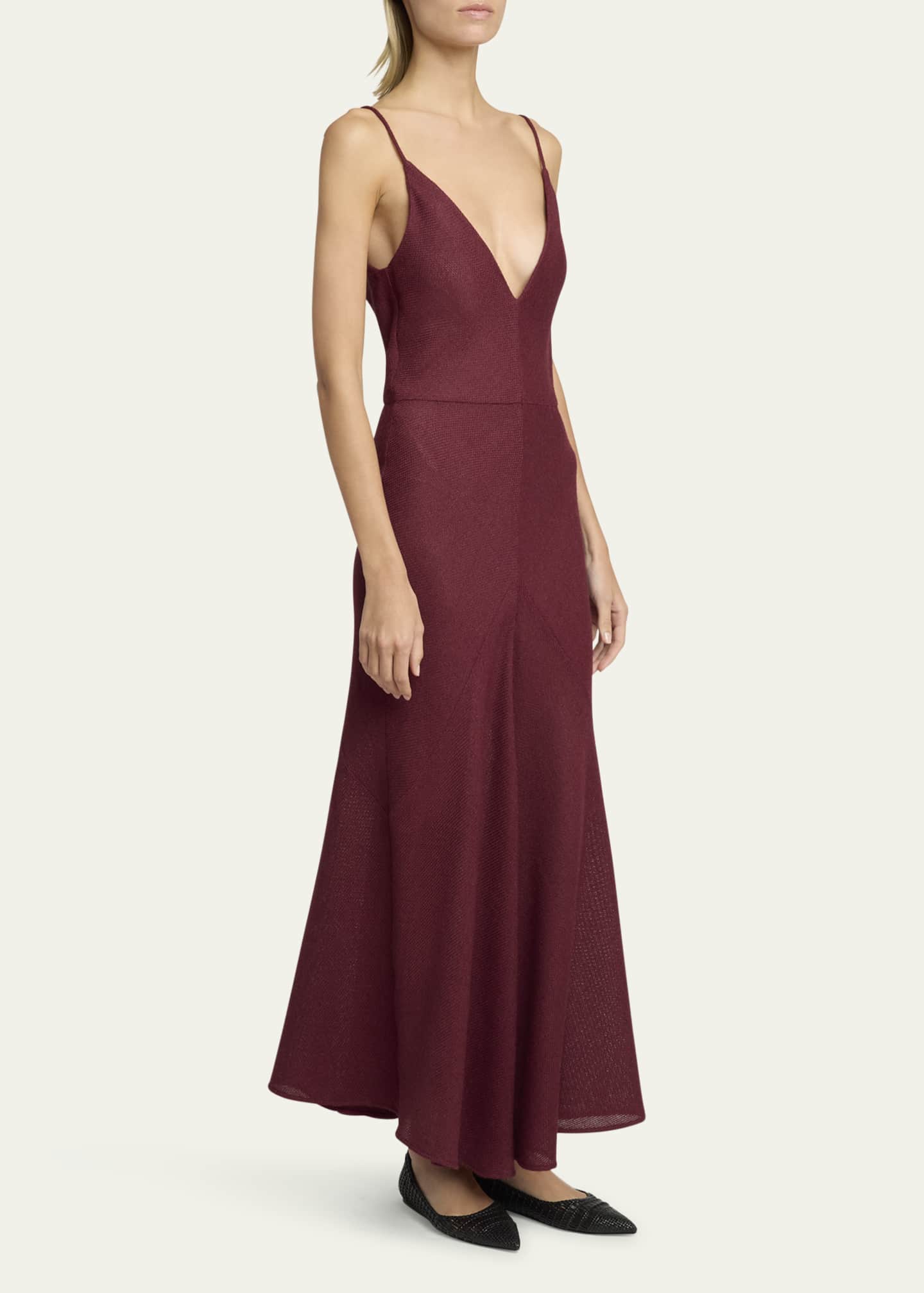 Gabriela Hearst Brigita Backless Fluted Alpaca Slip Dress Image 4 of 5