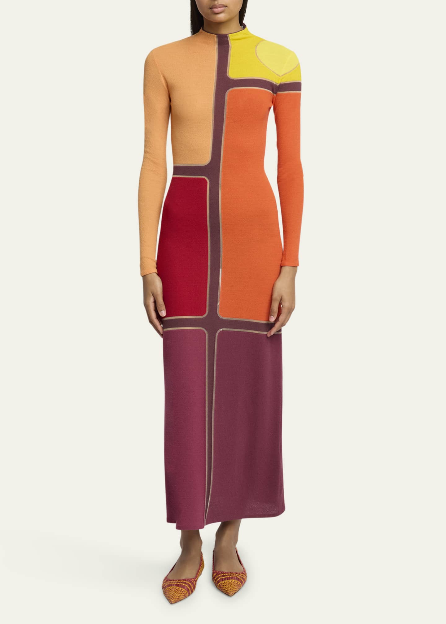 Gabriela Hearst Apollonis Colorblock Wool Cashmere Maxi Dress Image 2 of 5