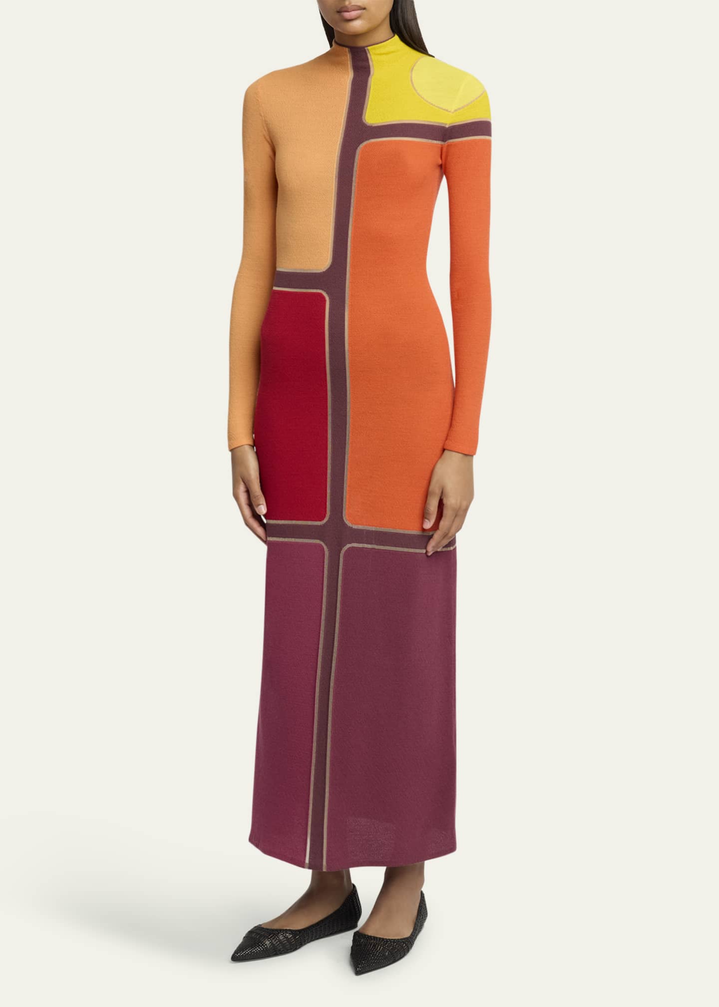 Gabriela Hearst Apollonis Colorblock Wool Cashmere Maxi Dress Image 4 of 5