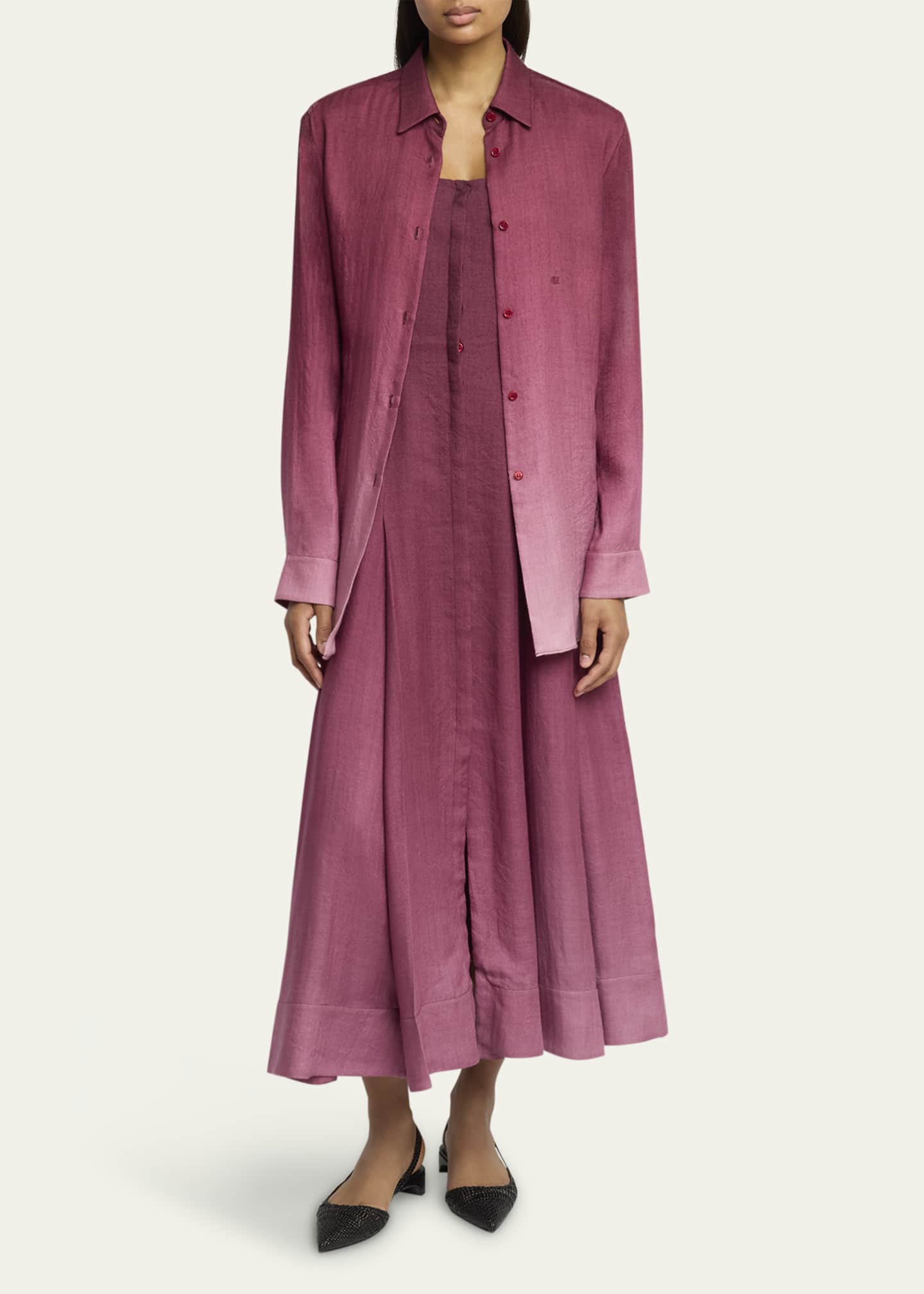 Gabriela Hearst Reyes Ombre Button Down Cashmere Blouse Image 2 of 5