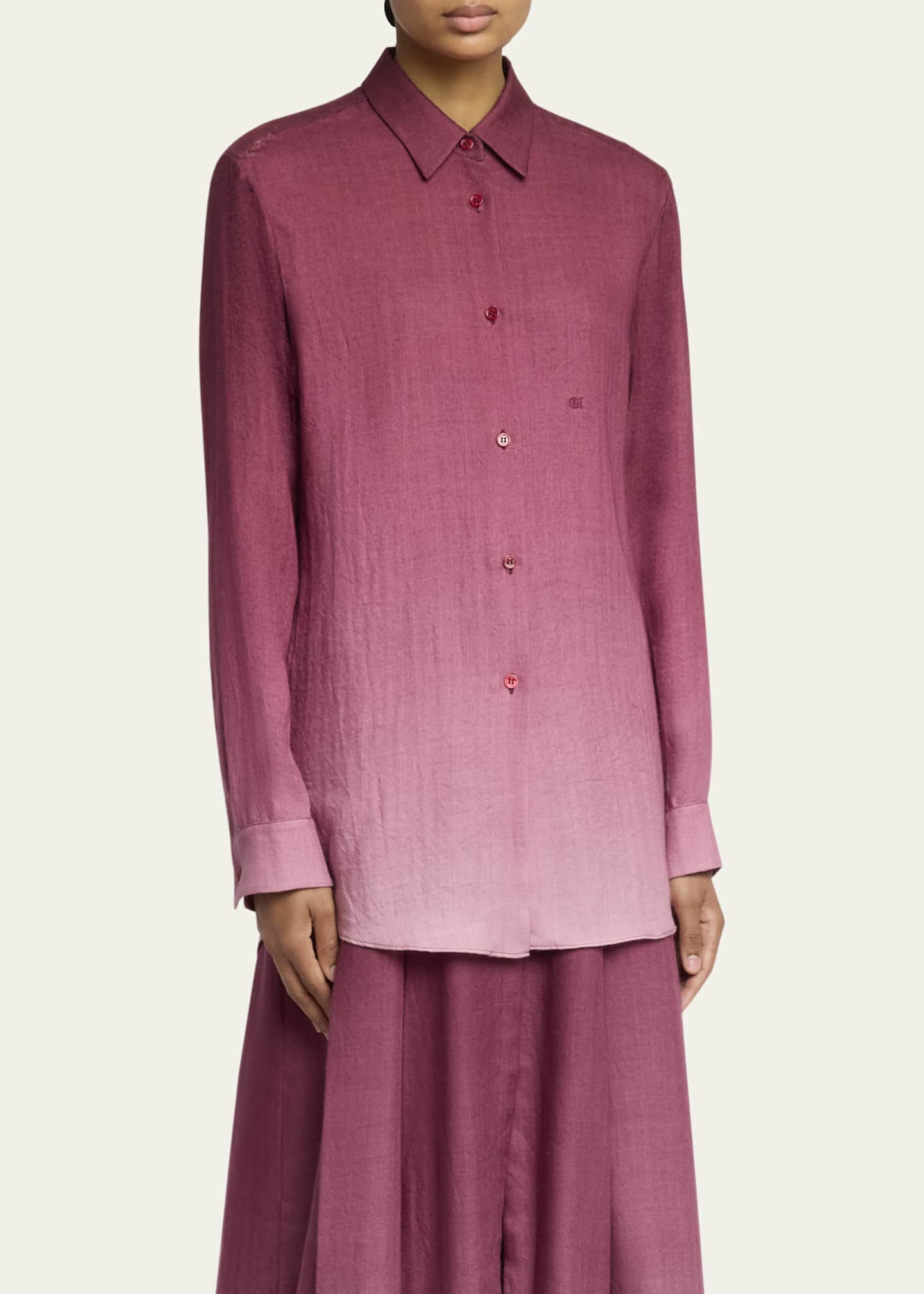 Gabriela Hearst Reyes Ombre Button Down Cashmere Blouse Image 4 of 5
