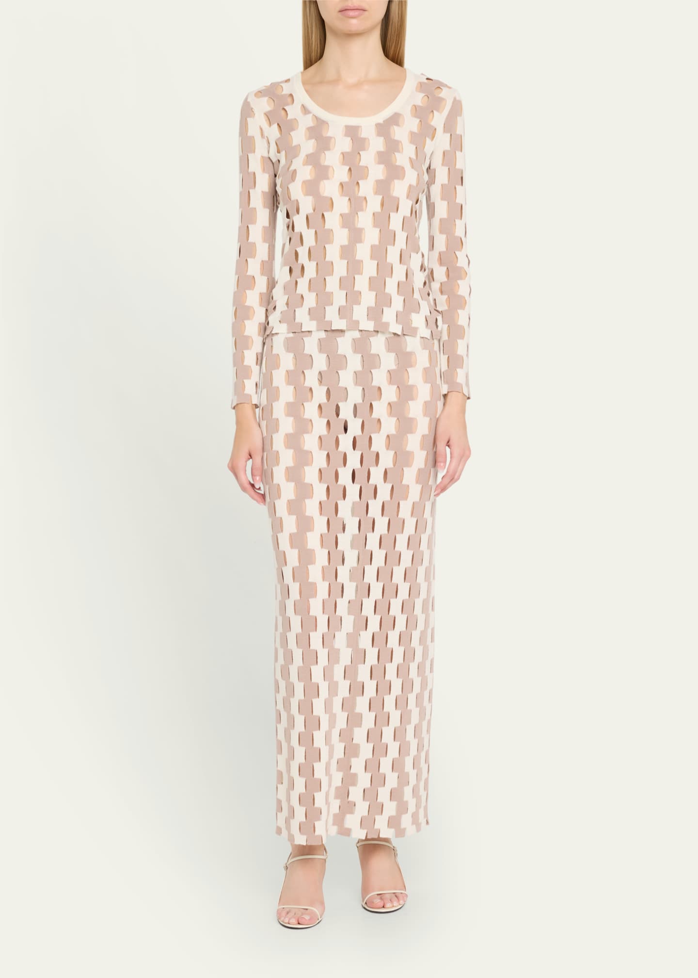 ZANKOV Marshall Abstract Pencil Merino Wool Maxi Skirt Image 2 of 5