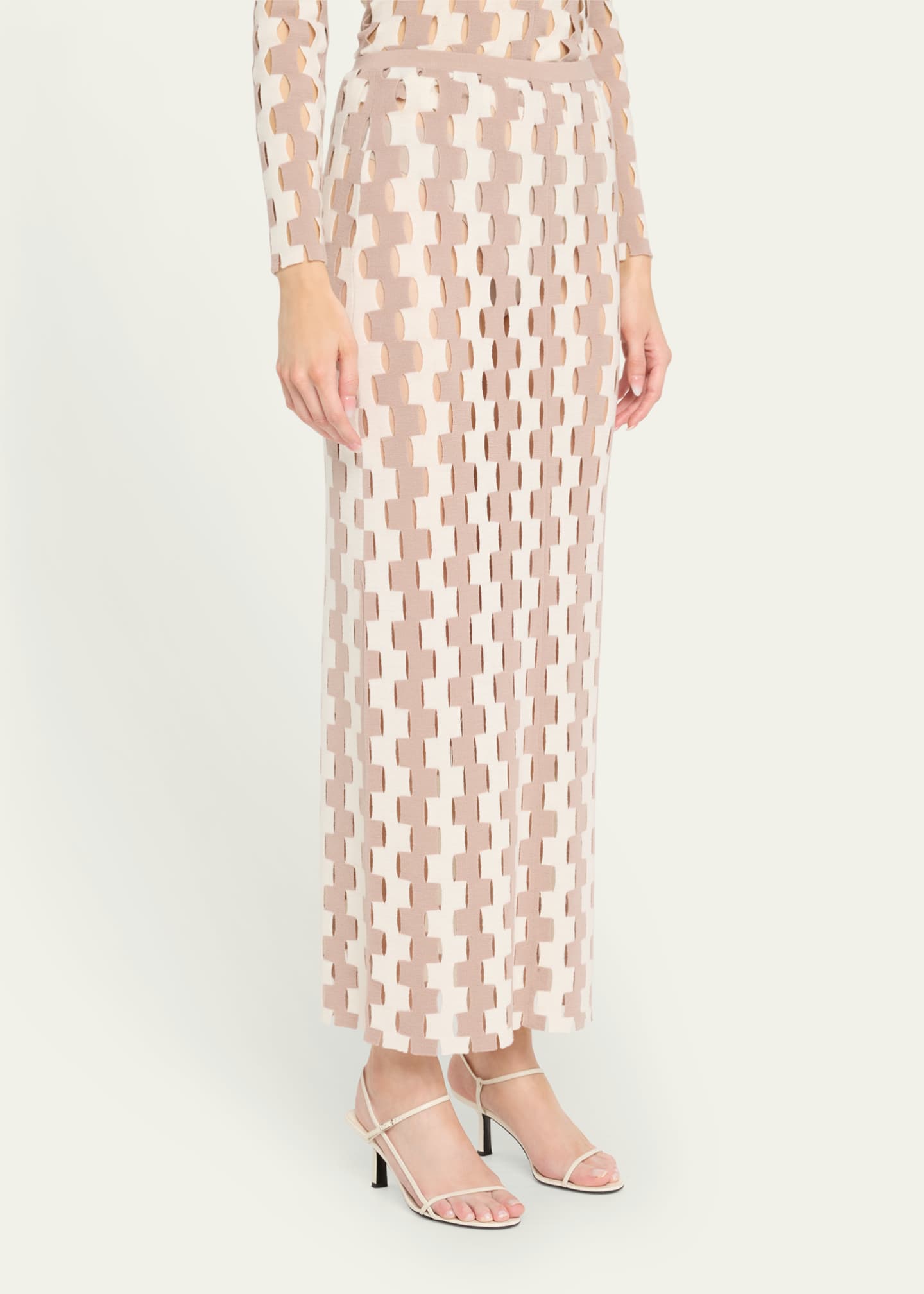 ZANKOV Marshall Abstract Pencil Merino Wool Maxi Skirt Image 4 of 5
