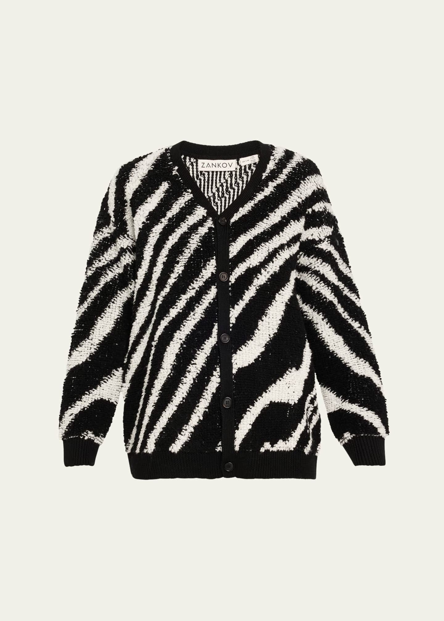 ZANKOV Christian Stripe Mohair Wool Cardigan Image 1 of 5