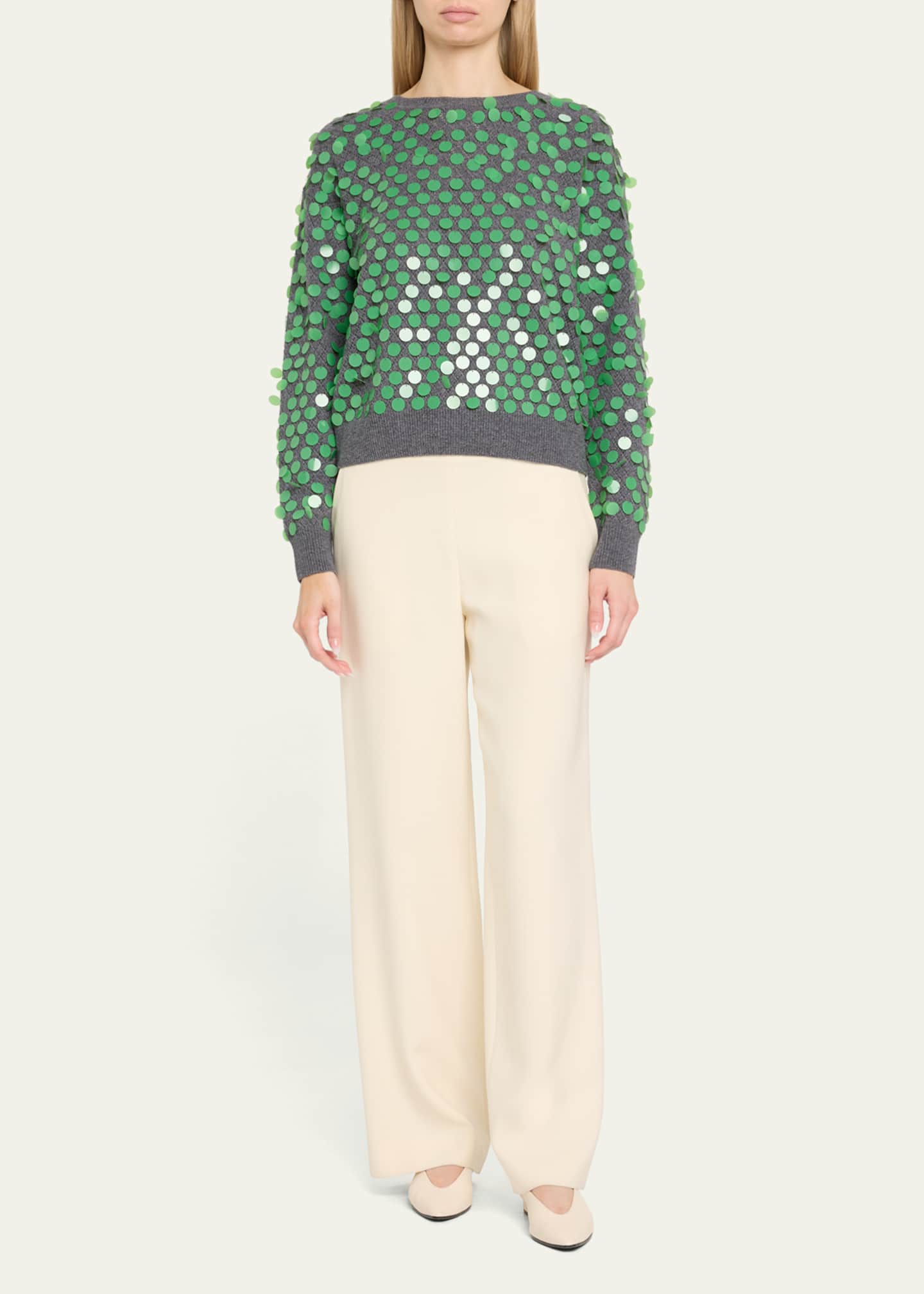 ZANKOV Ilaria Sequined Wool Sweater Image 2 of 5