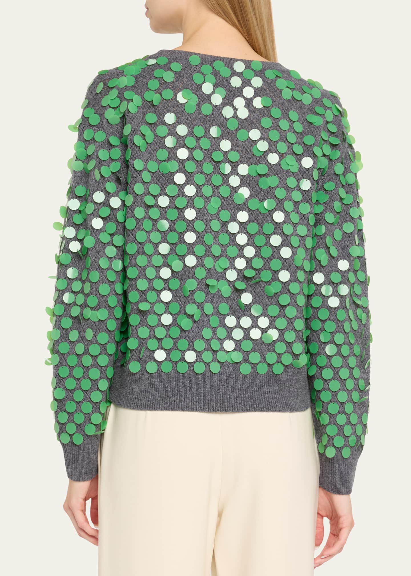 ZANKOV Ilaria Sequined Wool Sweater Image 3 of 5
