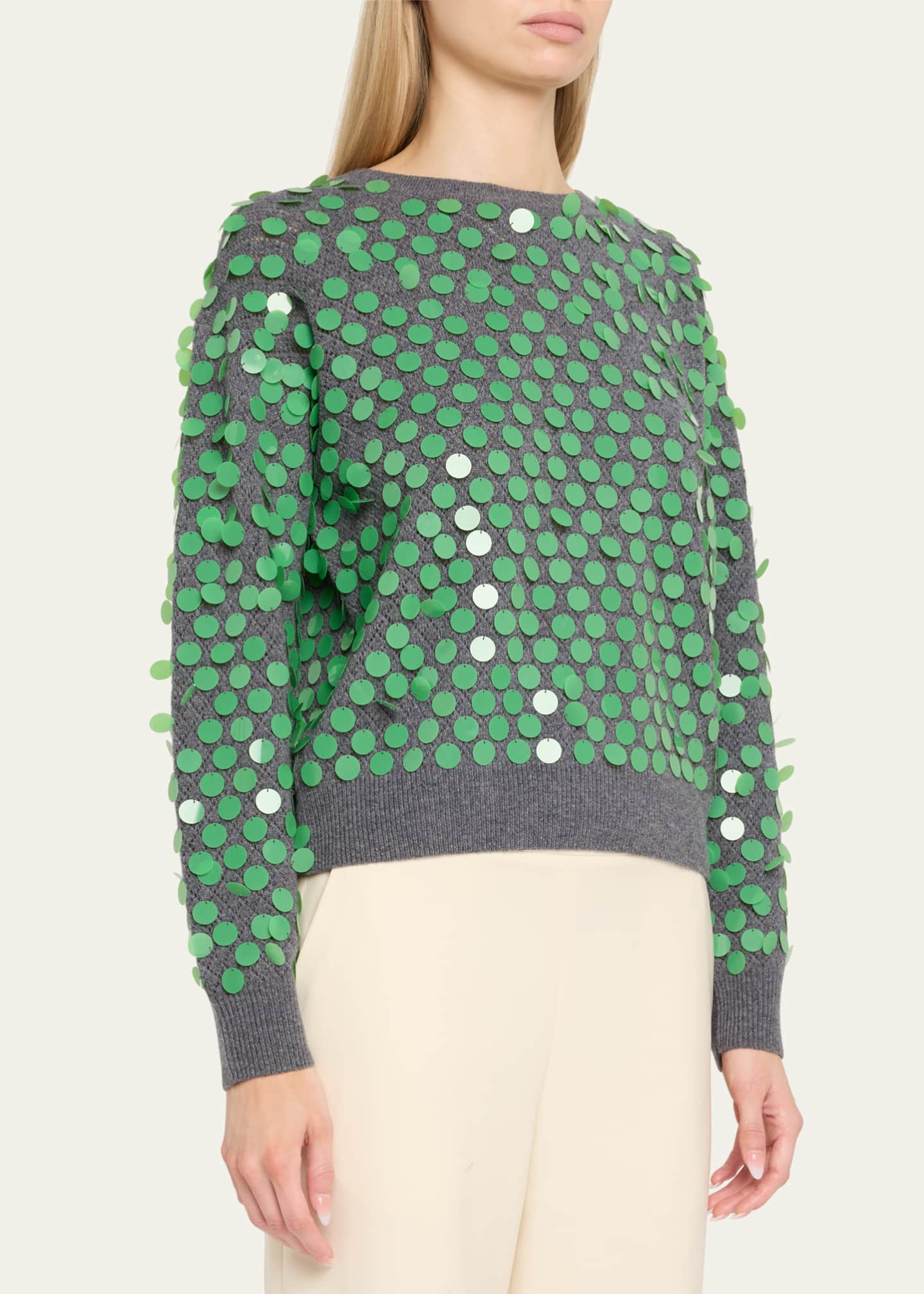 ZANKOV Ilaria Sequined Wool Sweater Image 4 of 5