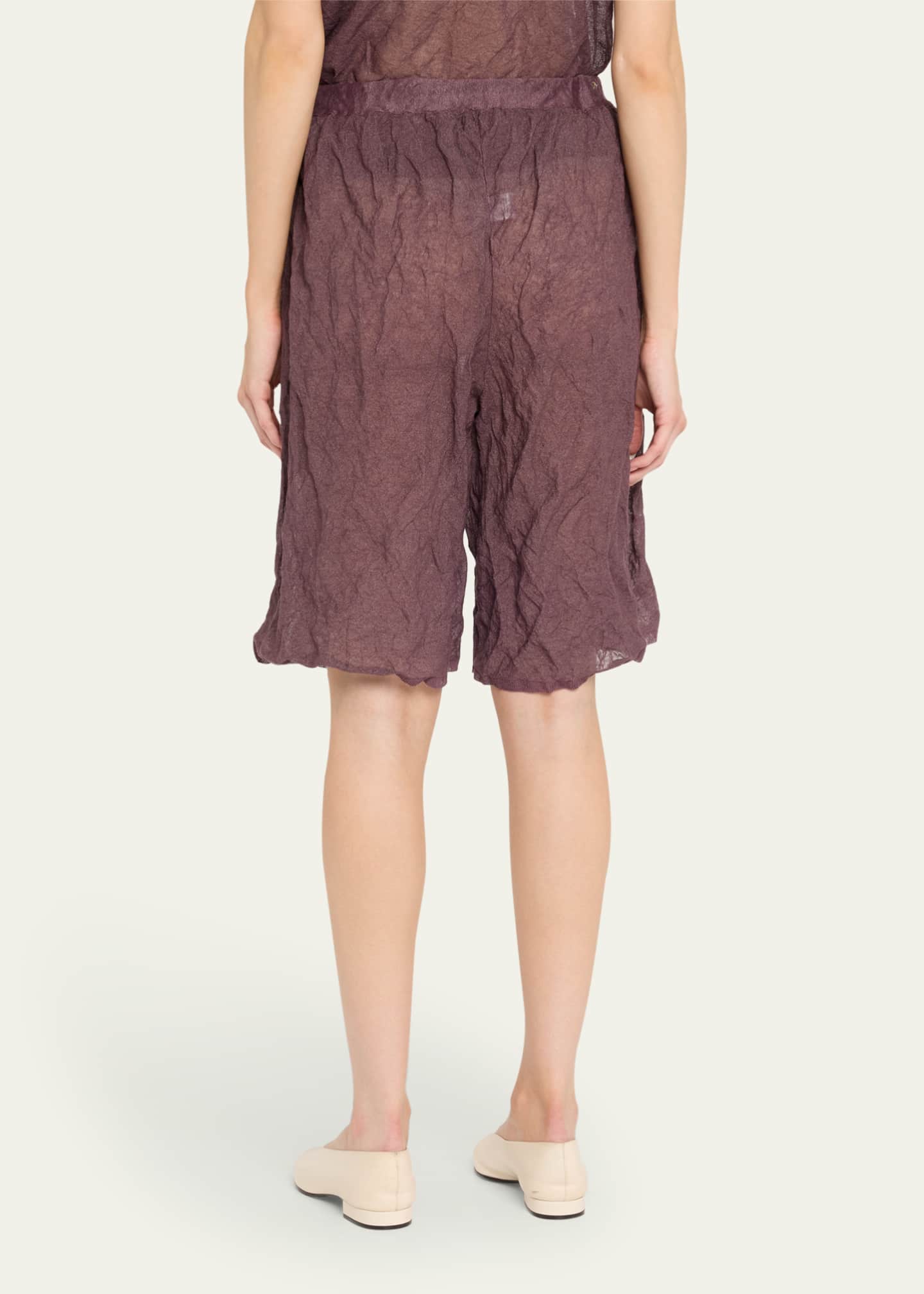 ZANKOV Lou Crinkled Metallic Bermuda Shorts Image 3 of 5