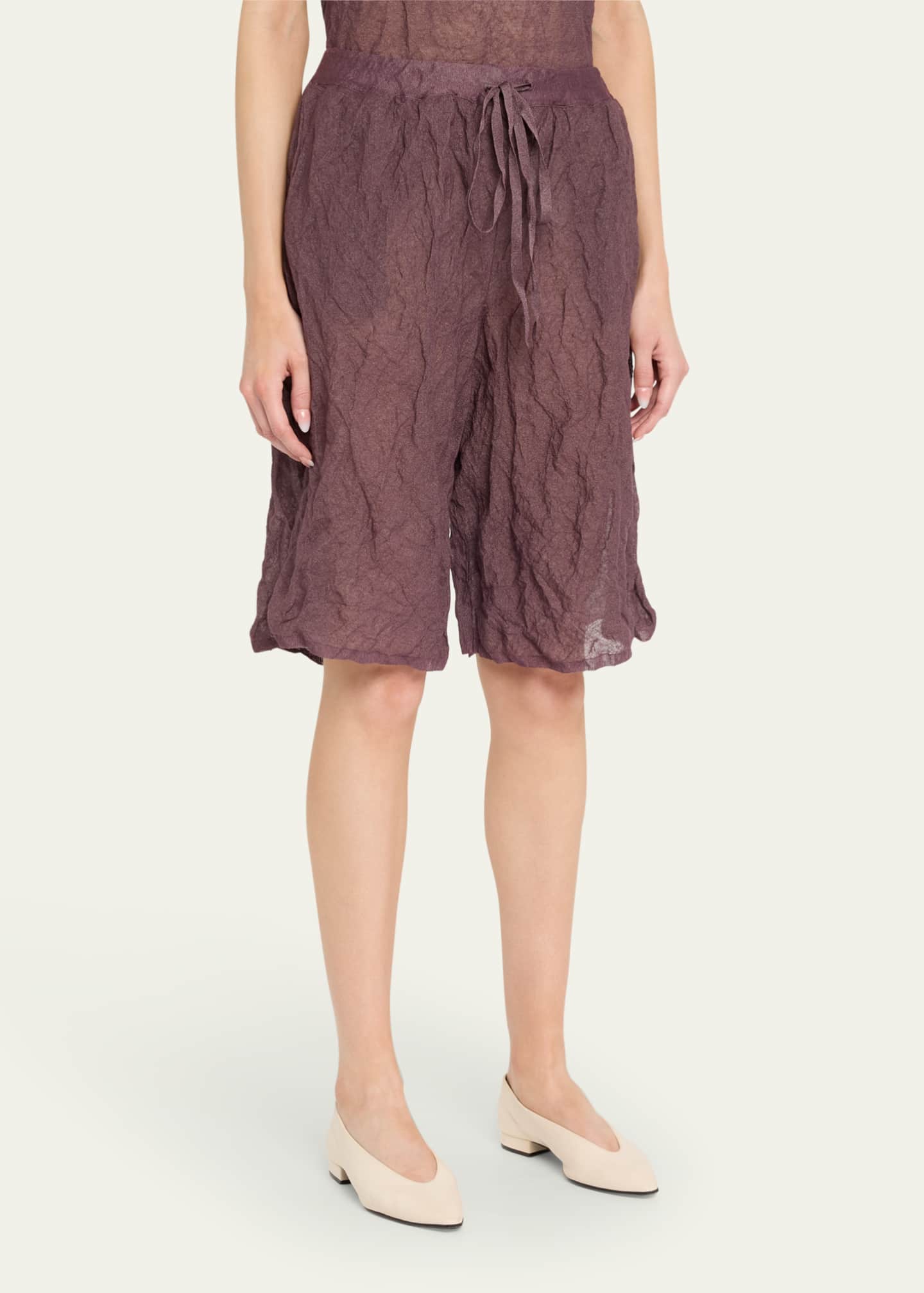 ZANKOV Lou Crinkled Metallic Bermuda Shorts Image 4 of 5