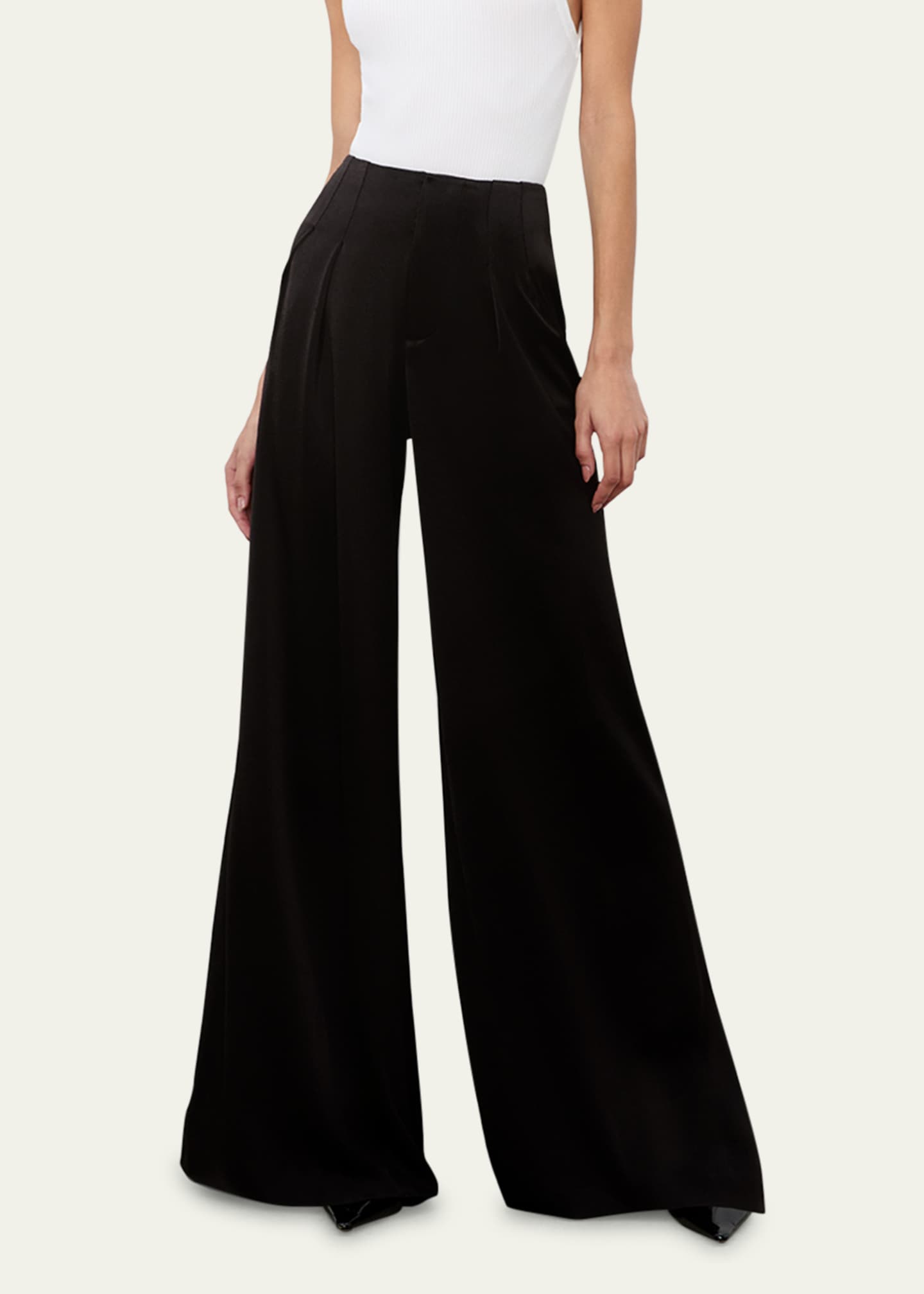 Alice + Olivia Eloise Wide-Leg Satin Pants Image 4 of 5