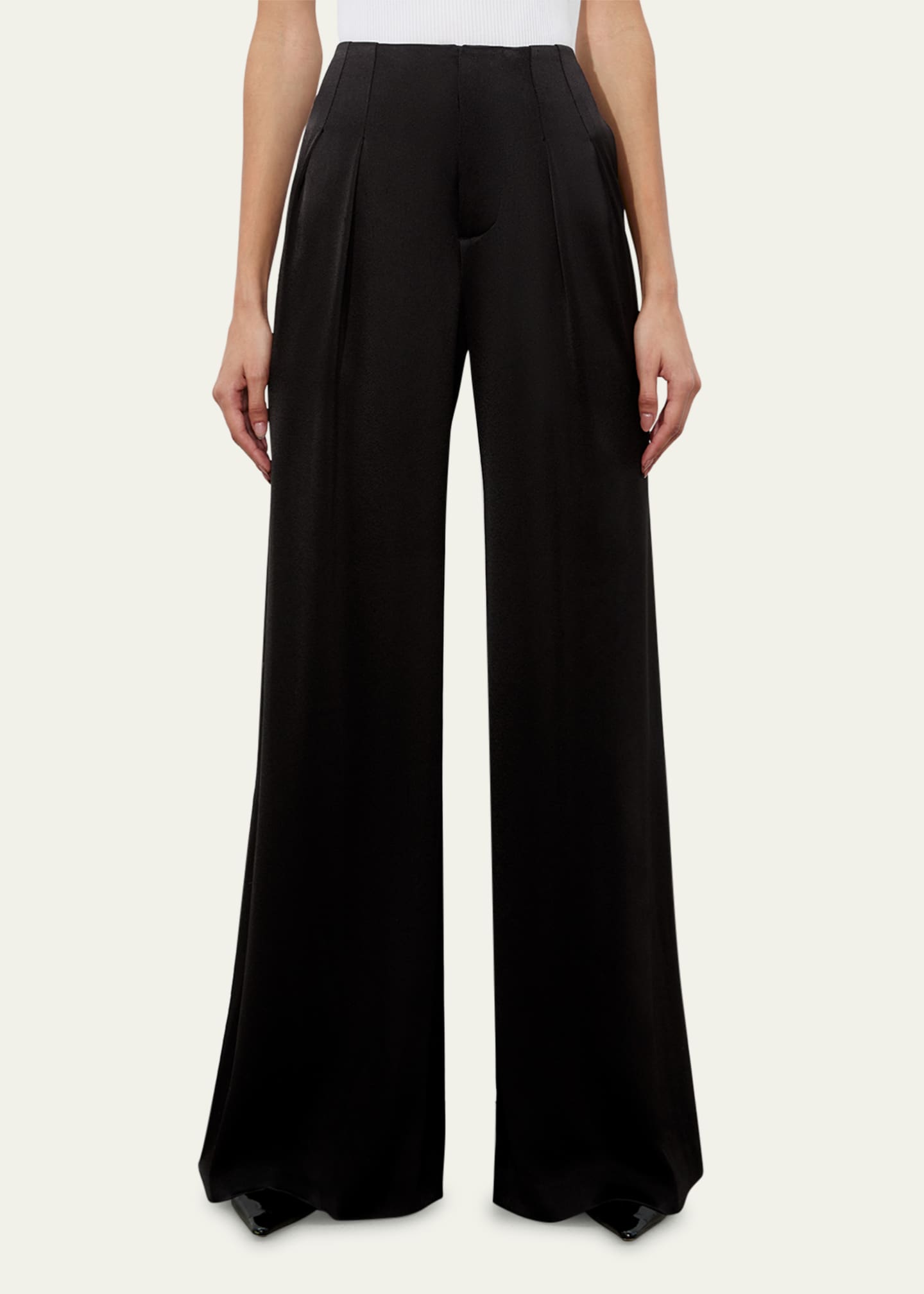 Alice + Olivia Eloise Wide-Leg Satin Pants Image 5 of 5