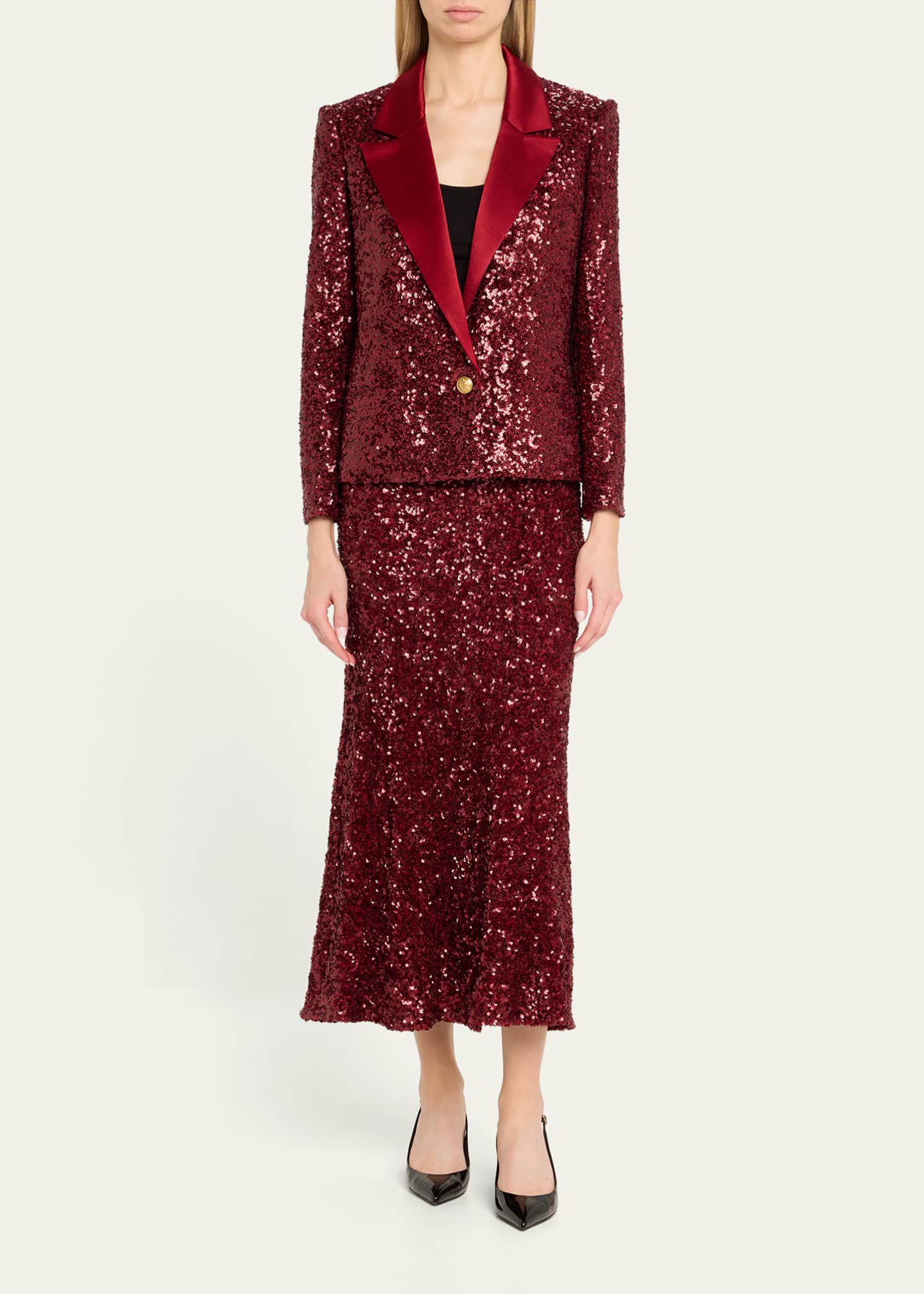 Alice + Olivia Denny Boxy Sequined Blazer Image 2 of 5