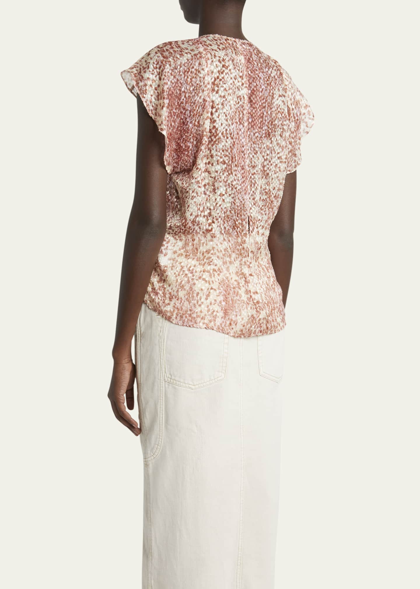 Isabel Marant Lonea Ruched Short-Sleeve Top Image 3 of 5