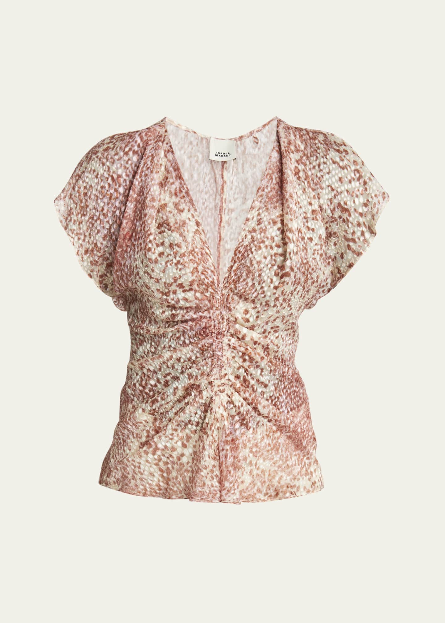 Isabel Marant Lonea Ruched Short-Sleeve Top Image 1 of 5