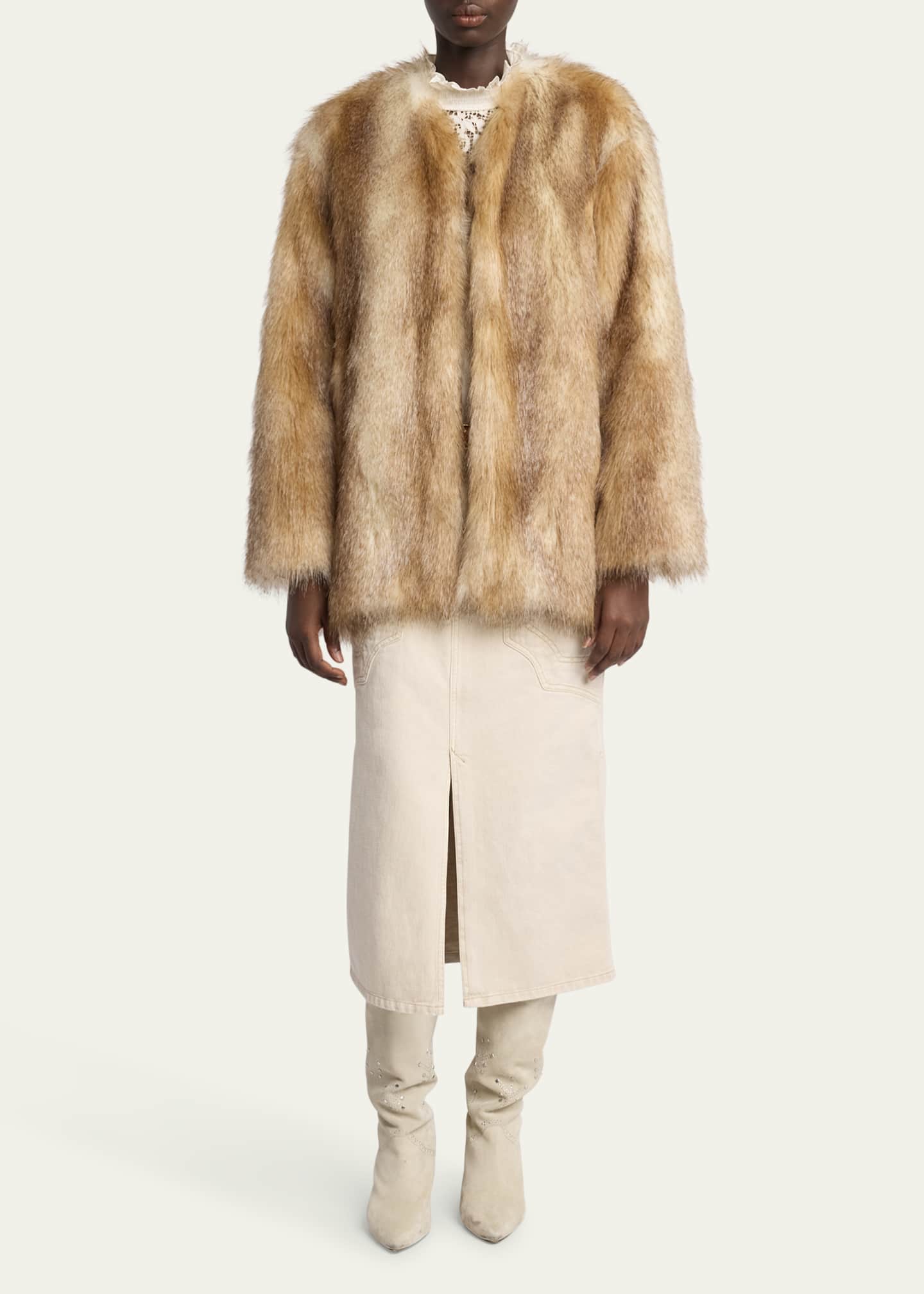 Isabel Marant Aglae Faux Fur Collarless Coat - Bergdorf Goodman 