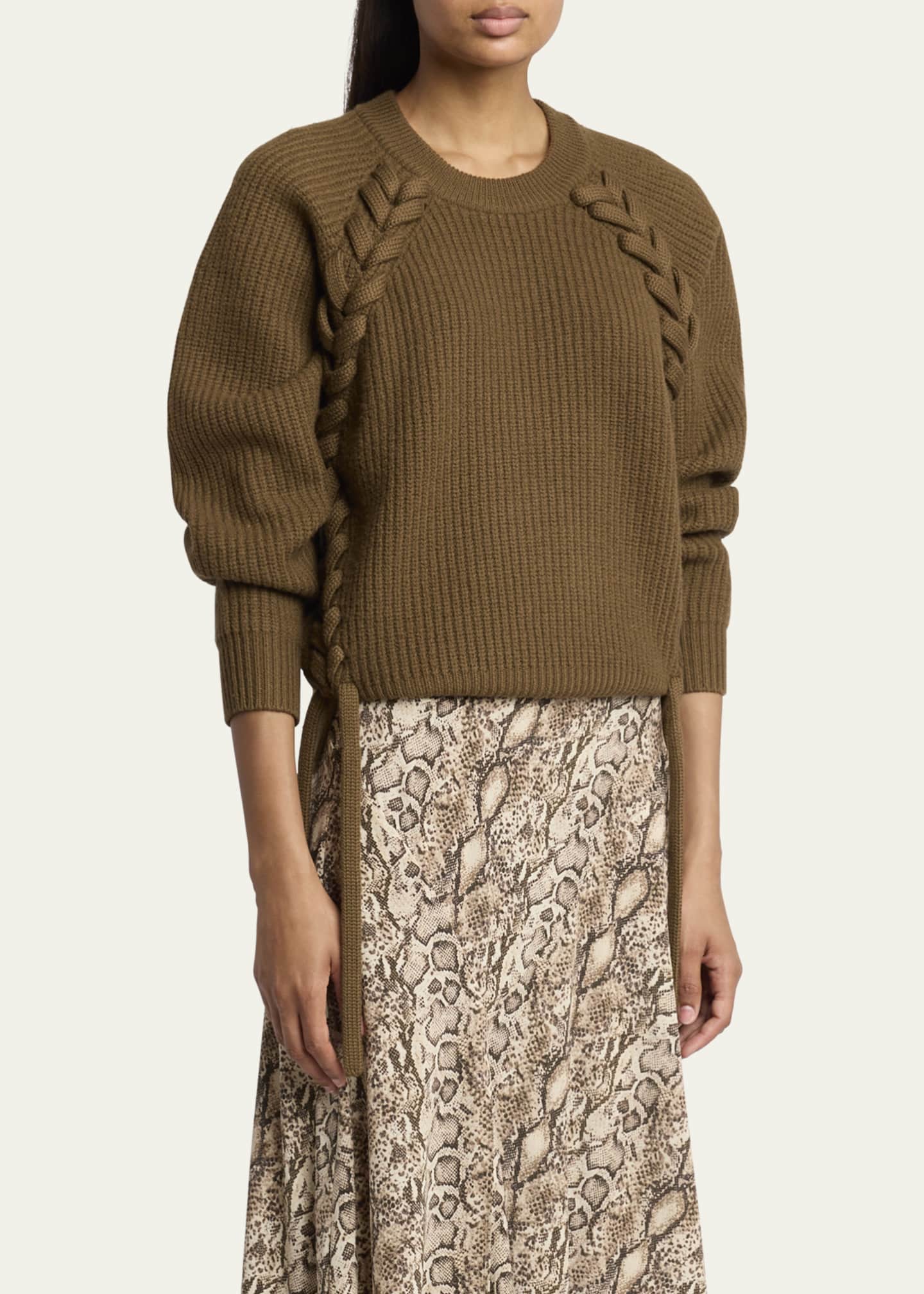 Isabel Marant Noelia Laced Rib Crewneck Sweater Image 4 of 5
