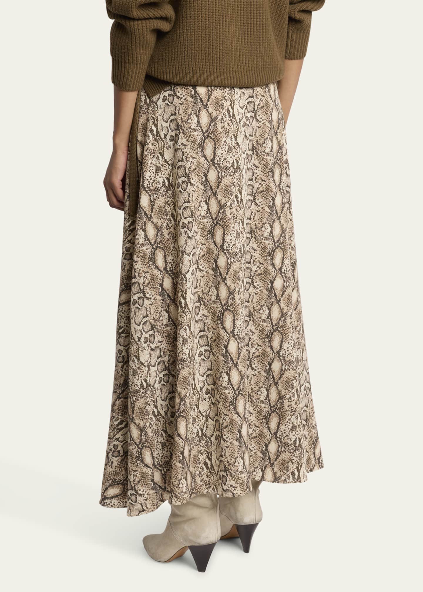 Isabel Marant Sakura Snakeskin Print A line Maxi Skirt