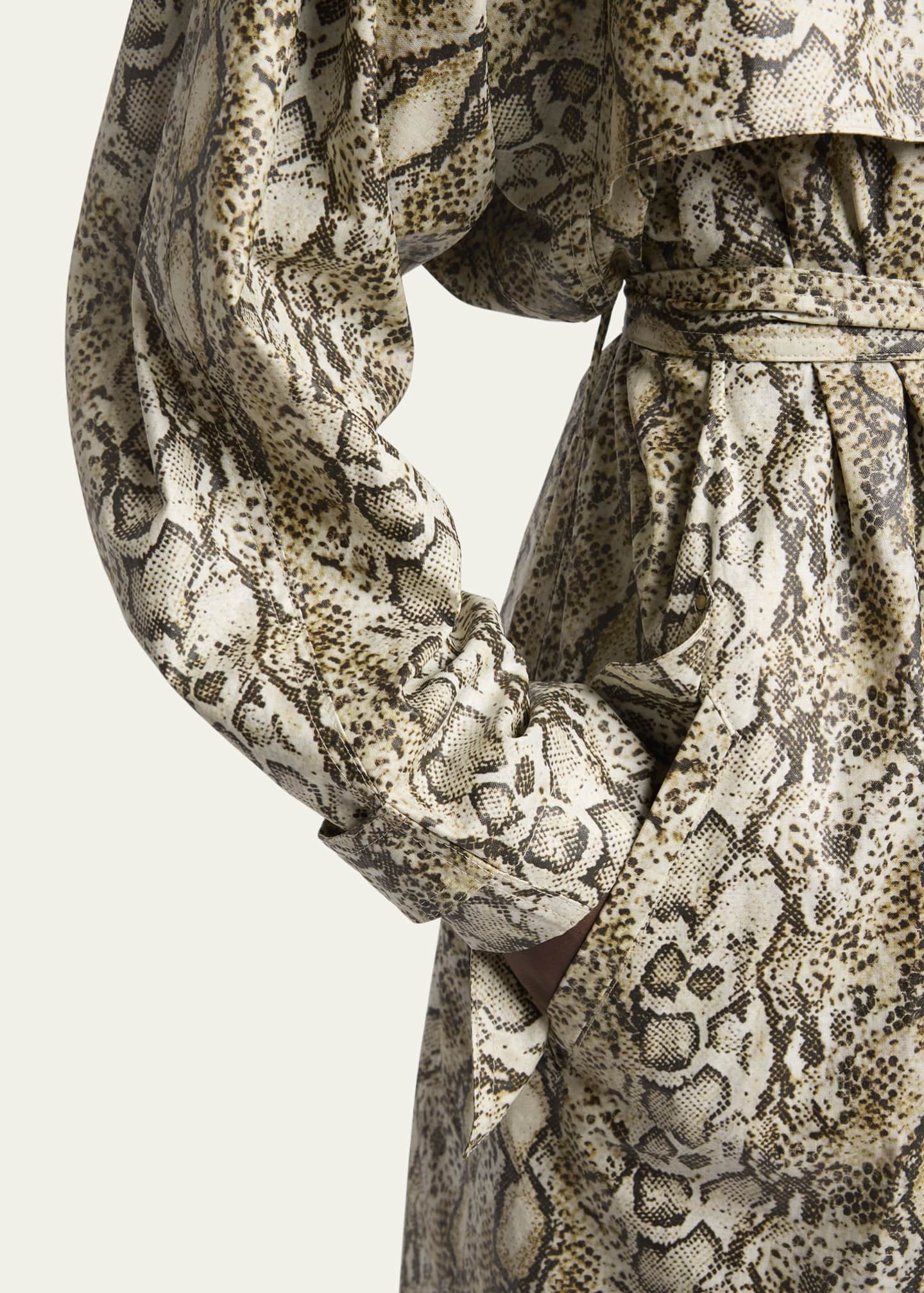 Isabel Marant Freanne Snakeskin-Print Linen Belted Trench
