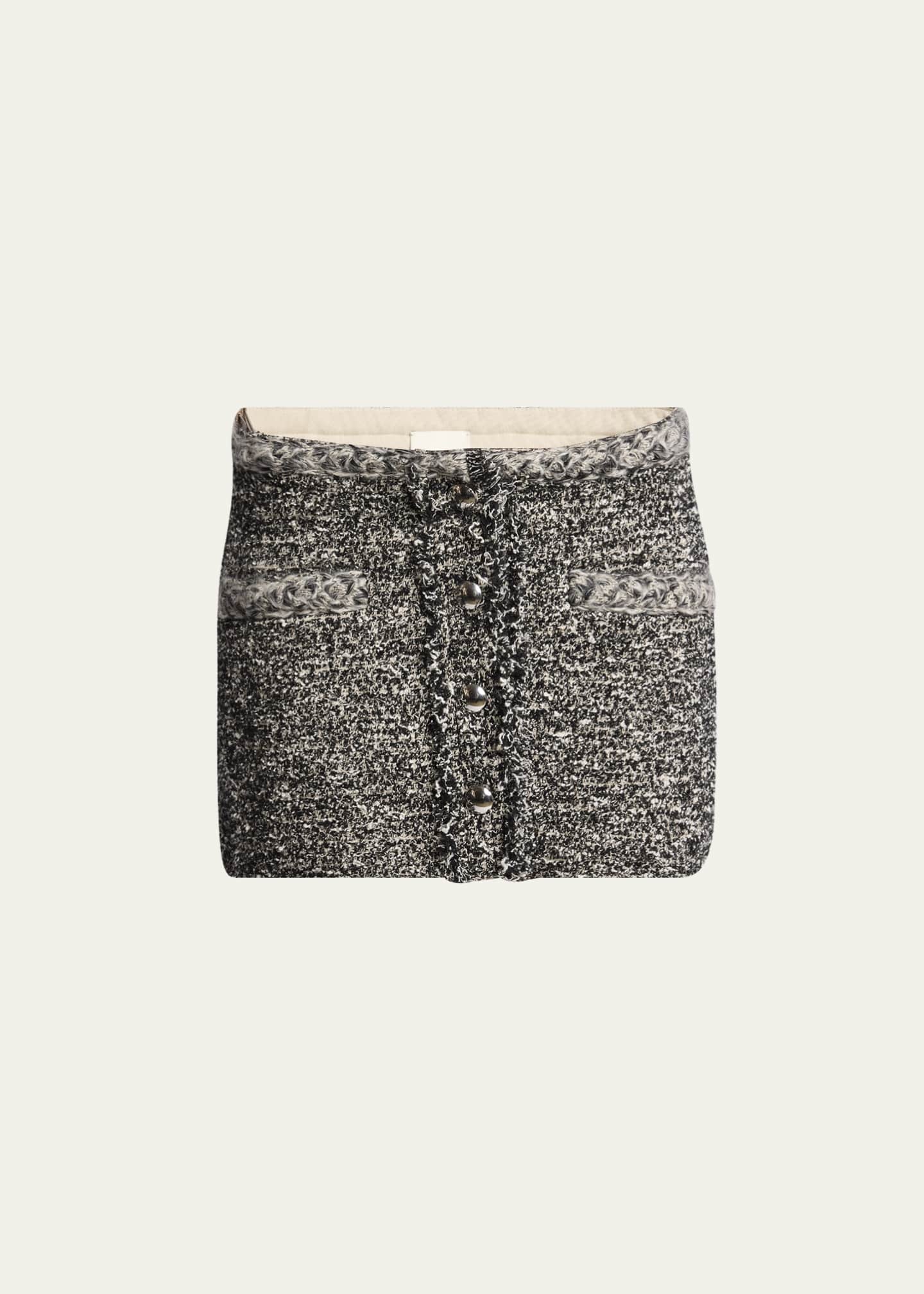 Gleny Braided-Trim Boucle Mini Skirt