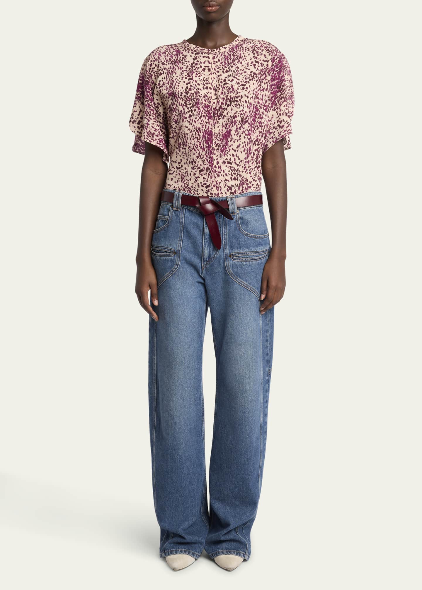 Isabel Marant Betiane Yoked Wide-Leg Denim Jeans Image 2 of 5