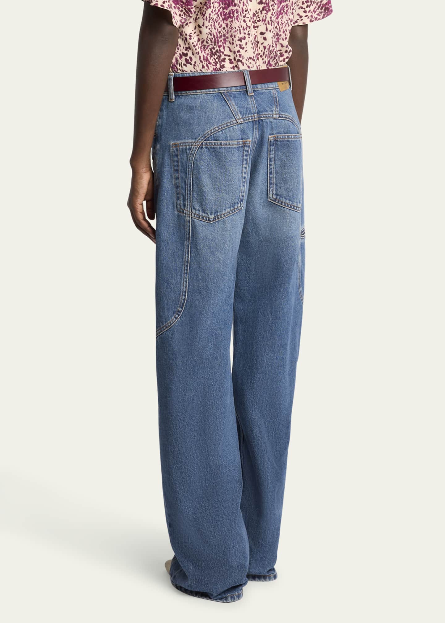 Isabel Marant Betiane Yoked Wide-Leg Denim Jeans Image 3 of 5