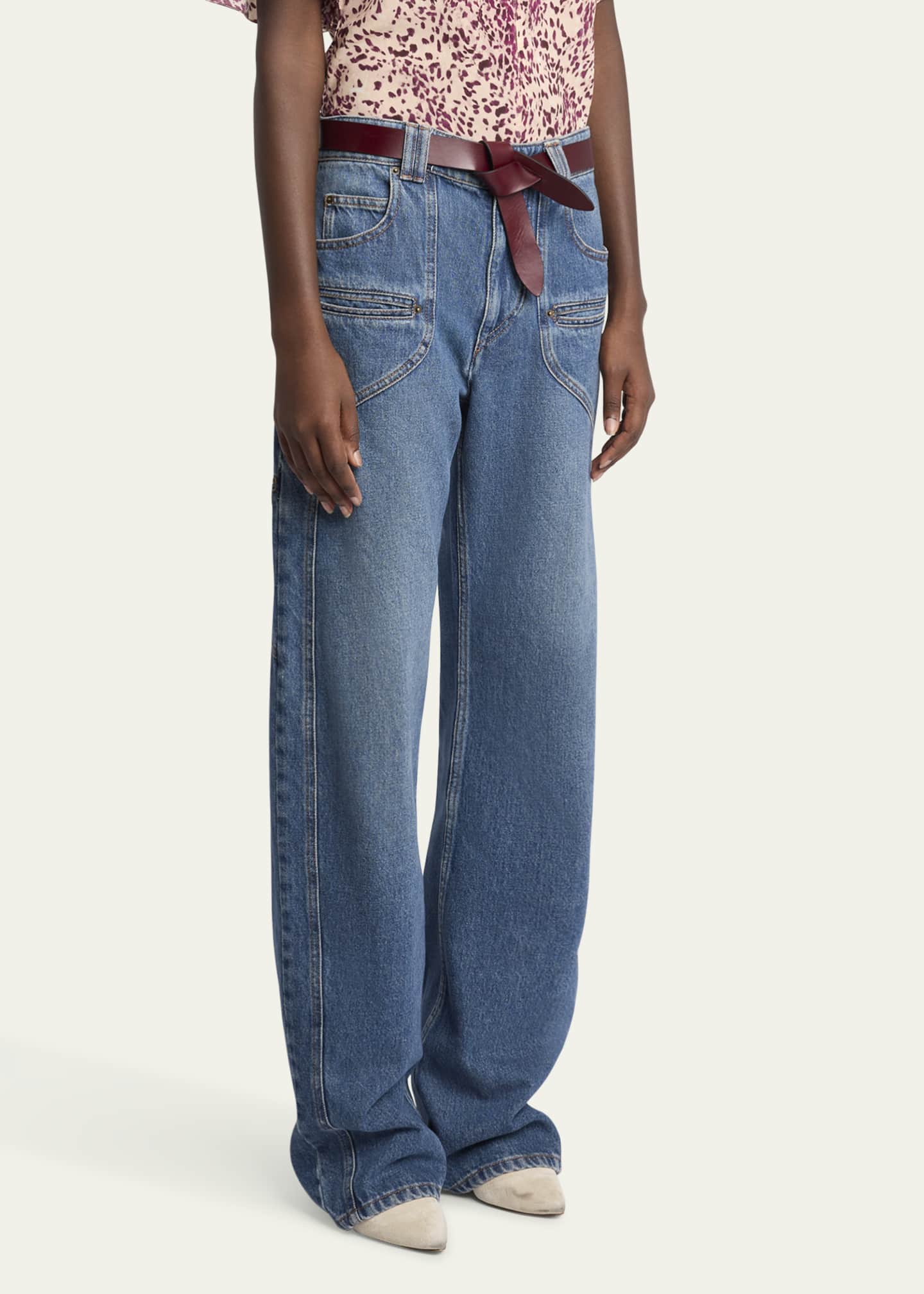 Isabel Marant Betiane Yoked Wide-Leg Denim Jeans Image 4 of 5