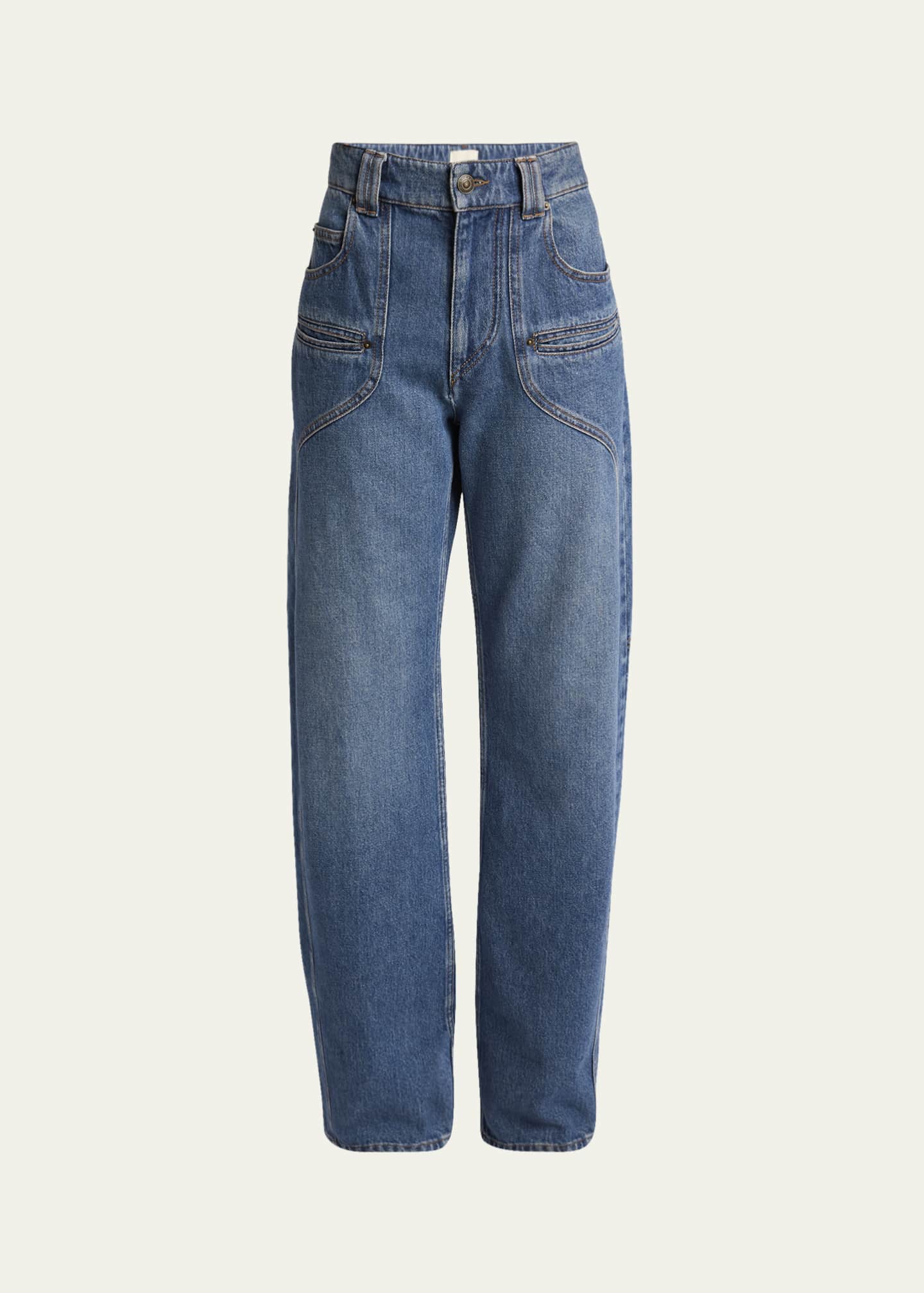 Isabel Marant Betiane Yoked Wide-Leg Denim Jeans Image 1 of 5