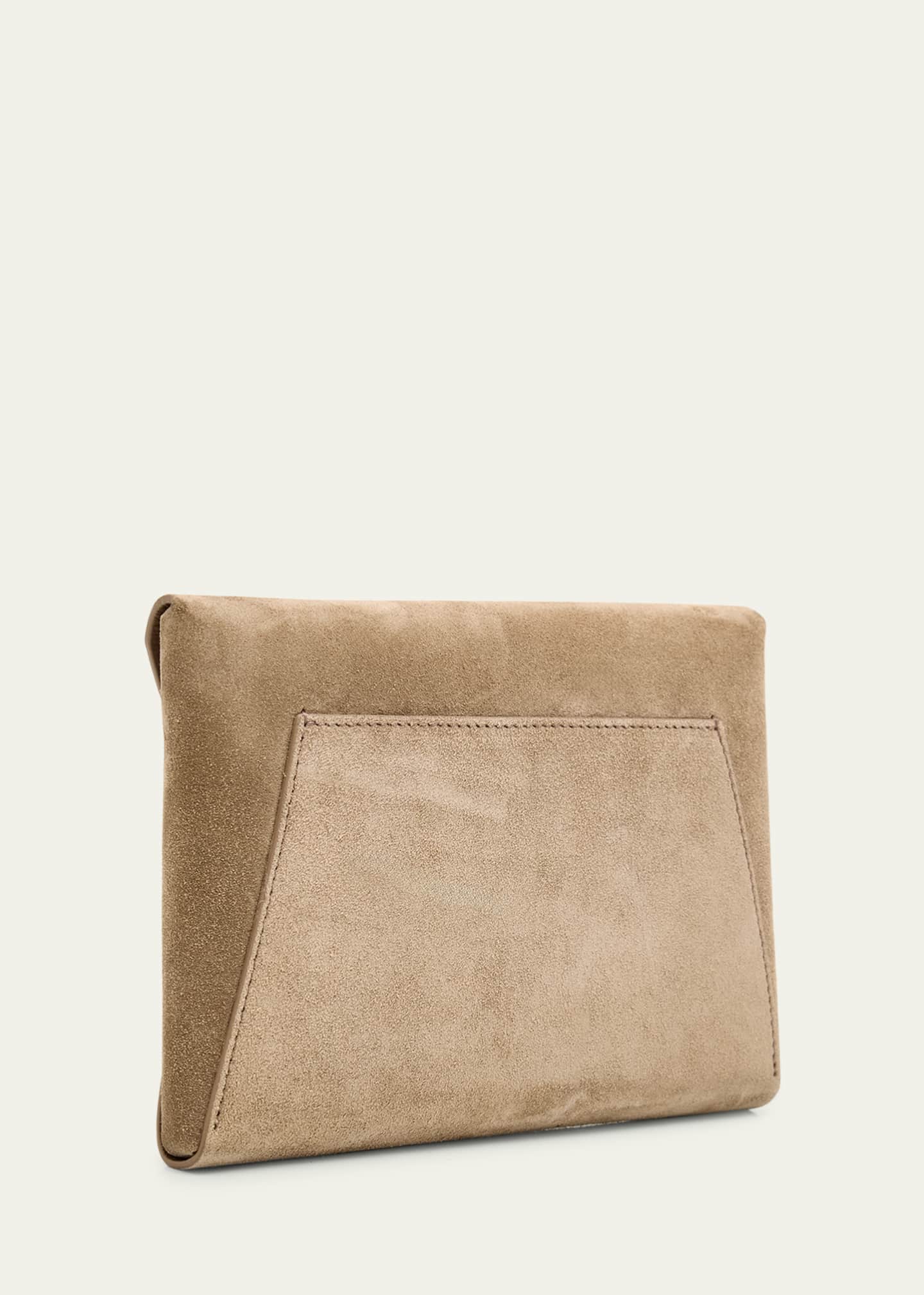 Brunello Cucinelli Envelope Flap Suede Wallet on Chain Image 3 of 6