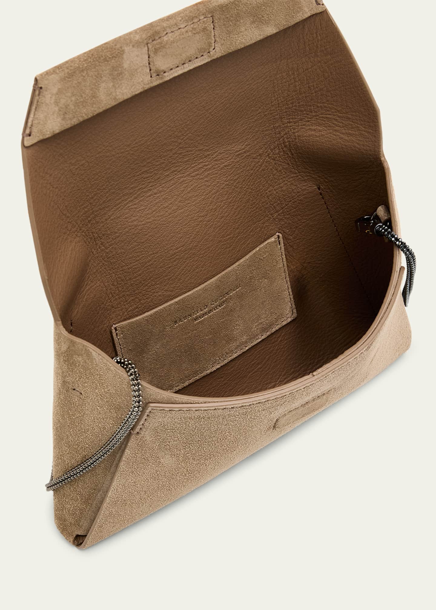 Brunello Cucinelli Envelope Flap Suede Wallet on Chain Image 4 of 6