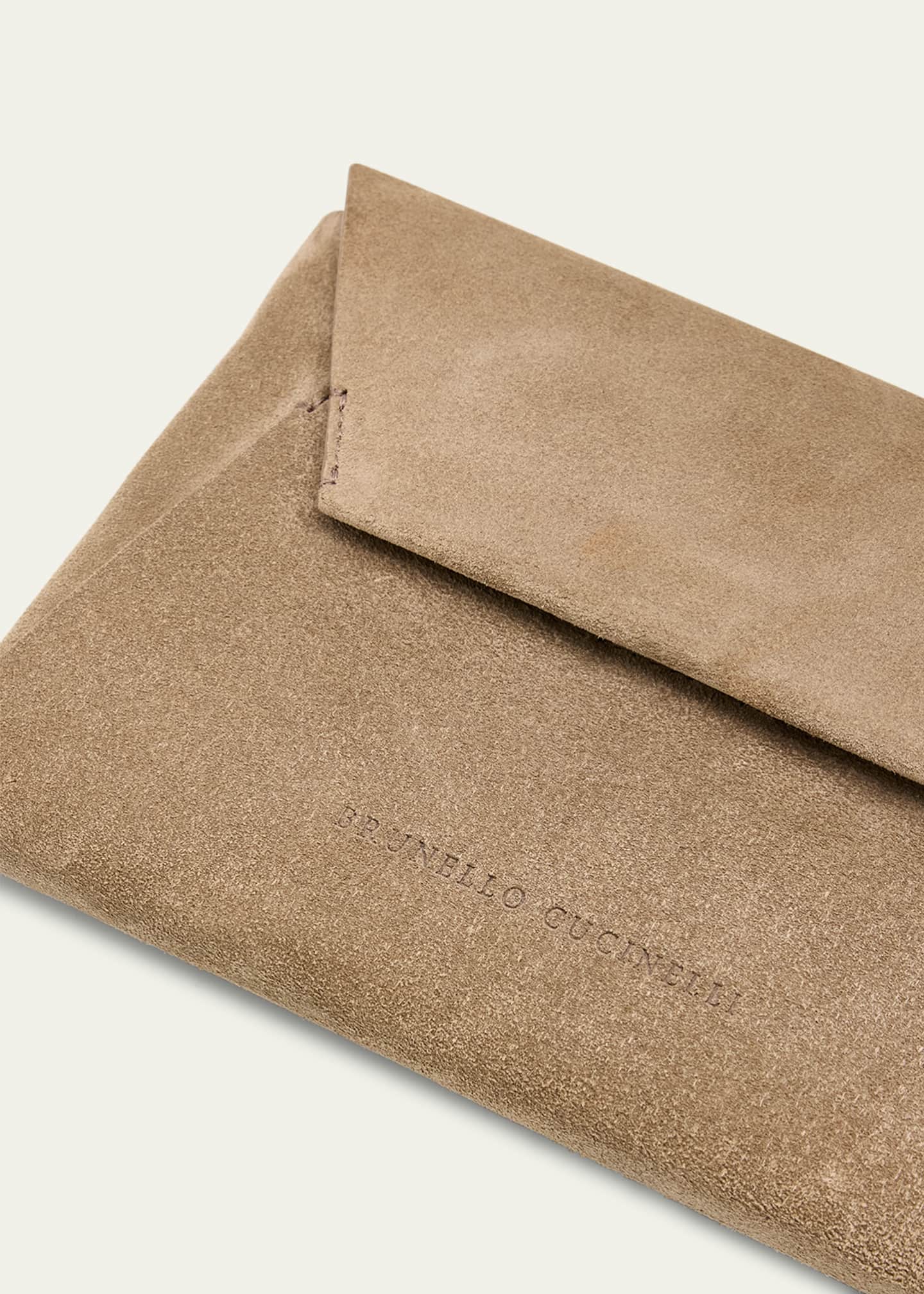 Brunello Cucinelli Envelope Flap Suede Wallet on Chain Image 6 of 6