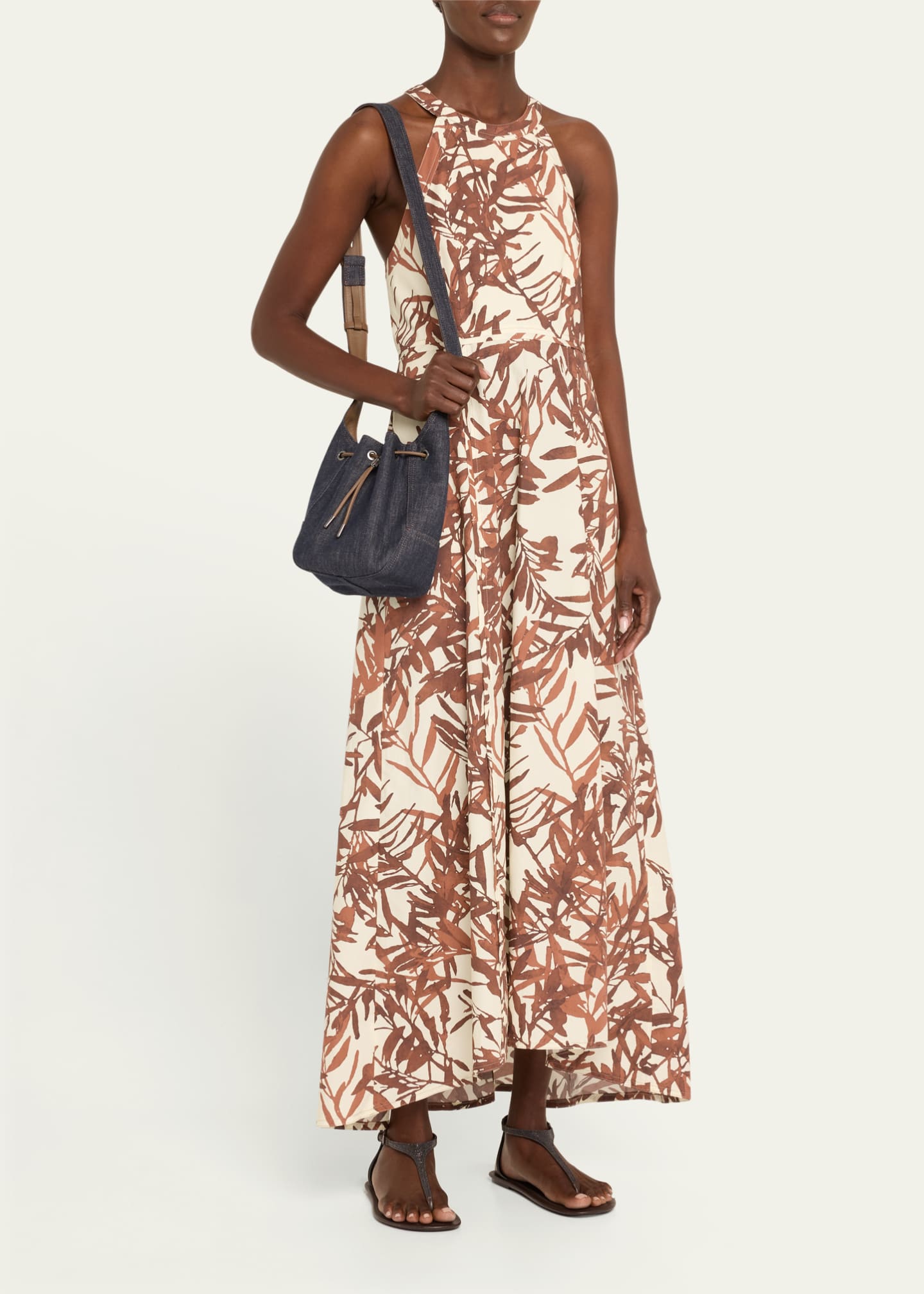 Brunello Cucinelli Duo Mini Denim Drawstring Bucket Bag Image 5 of 6