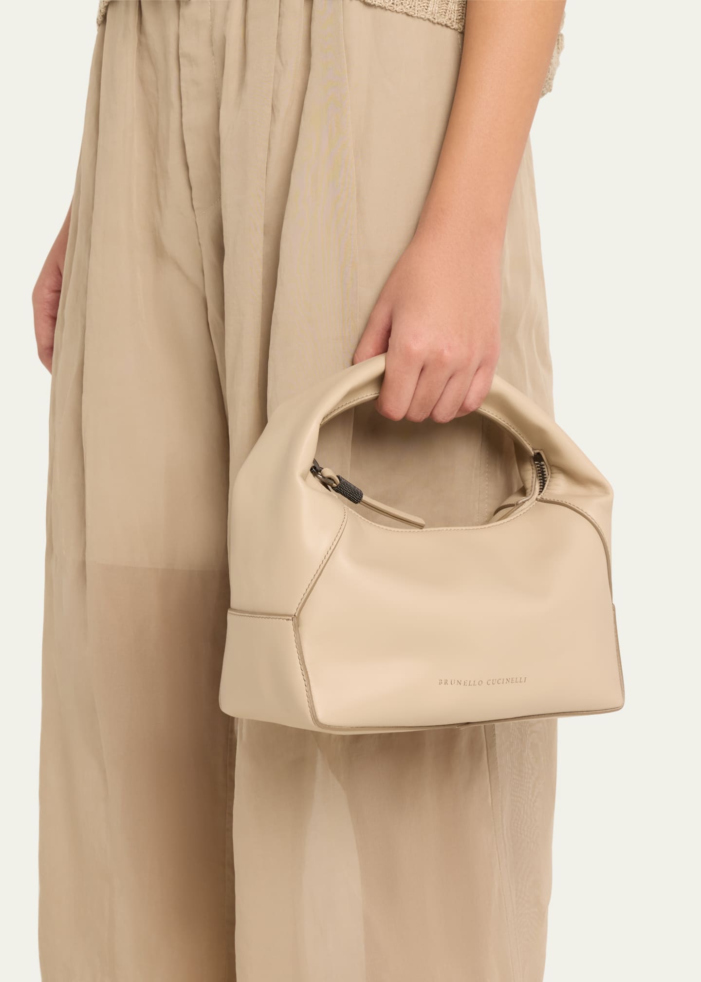 Brunello Cucinelli Zip Leather Top-Handle Bag Image 2 of 6