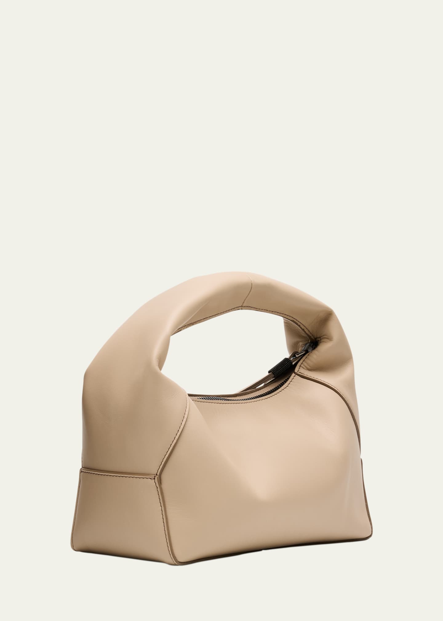 Brunello Cucinelli Zip Leather Top-Handle Bag Image 3 of 6